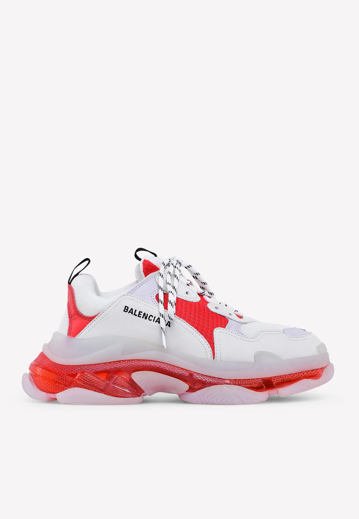 Balenciaga Triple S Sneakers In Mesh And Leather in White/Red (Red) for Men  - Lyst