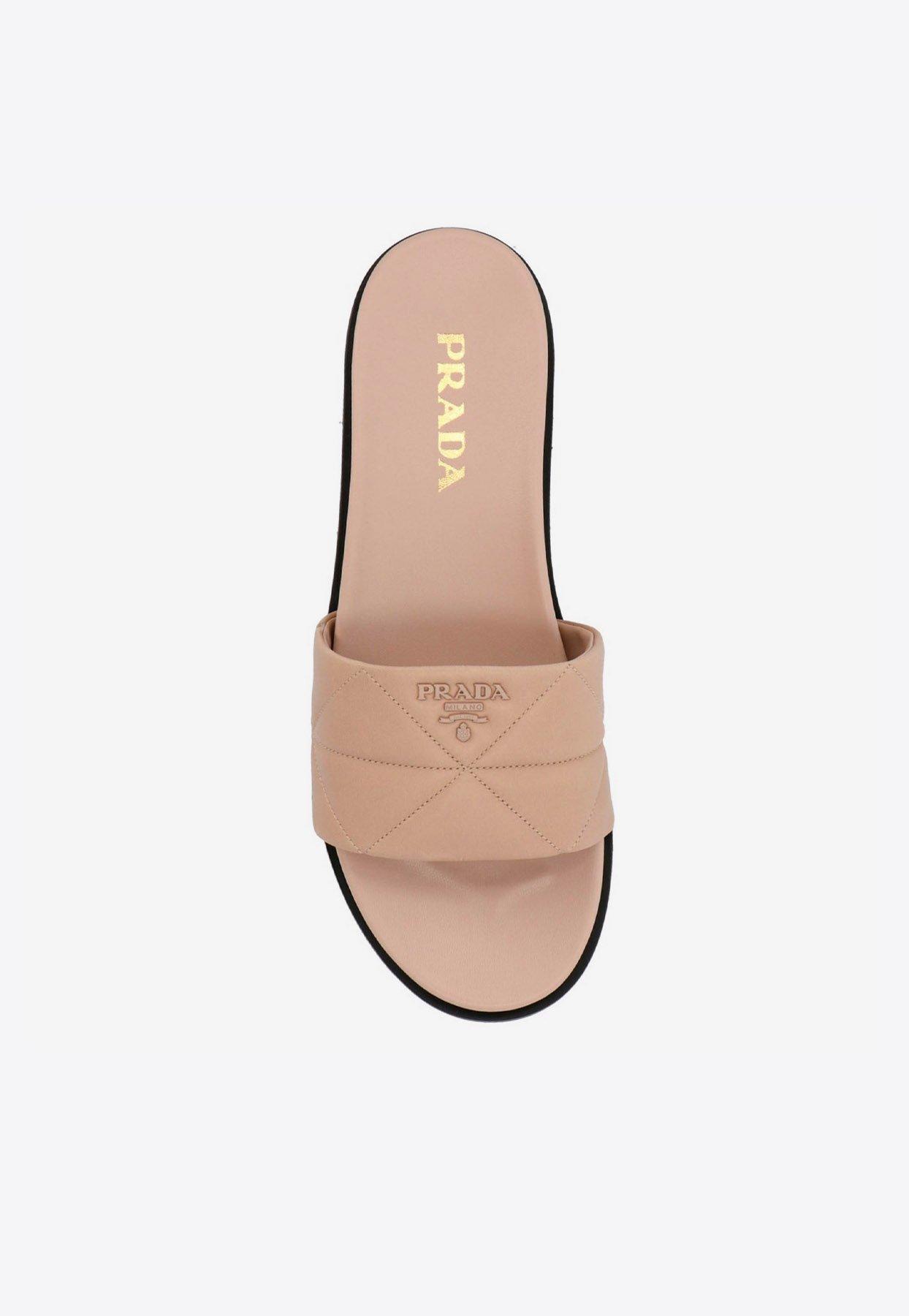 Prada Mules In Quilted Nappa 36 Leather in Beige (Pink) | Lyst