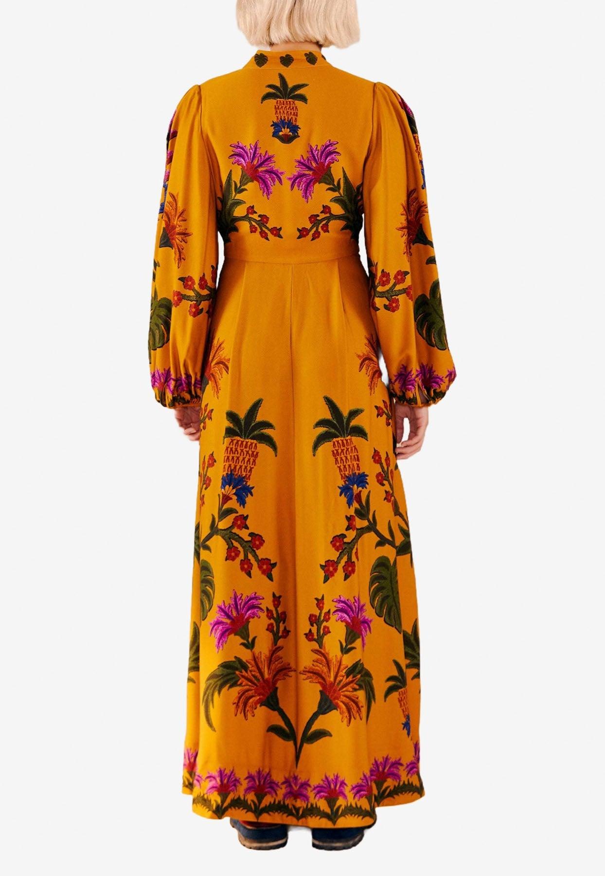 Tropical Embroidery Maxi Dress 