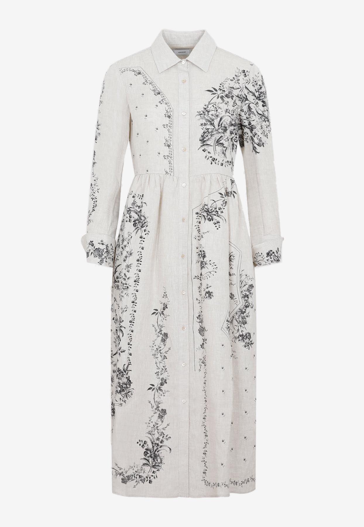 Erdem Cora Linen Midi Dress in White | Lyst