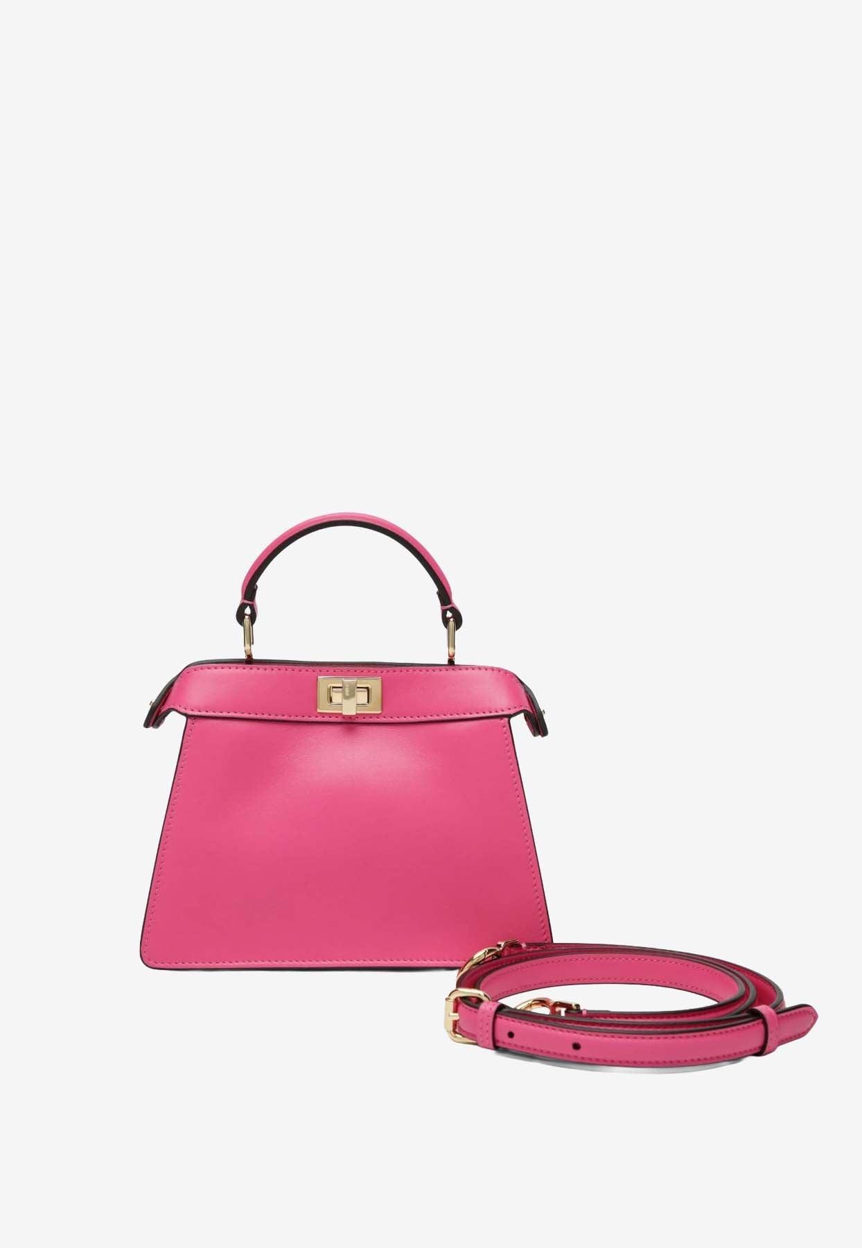 FENDI ENAMEL F LOGO TOP HANDLE HAND BAG