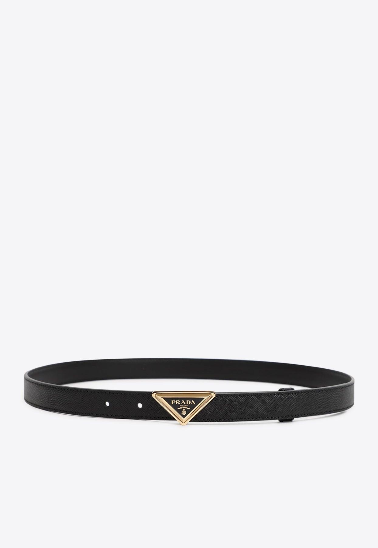 Prada triangle-logo leather belt - Black