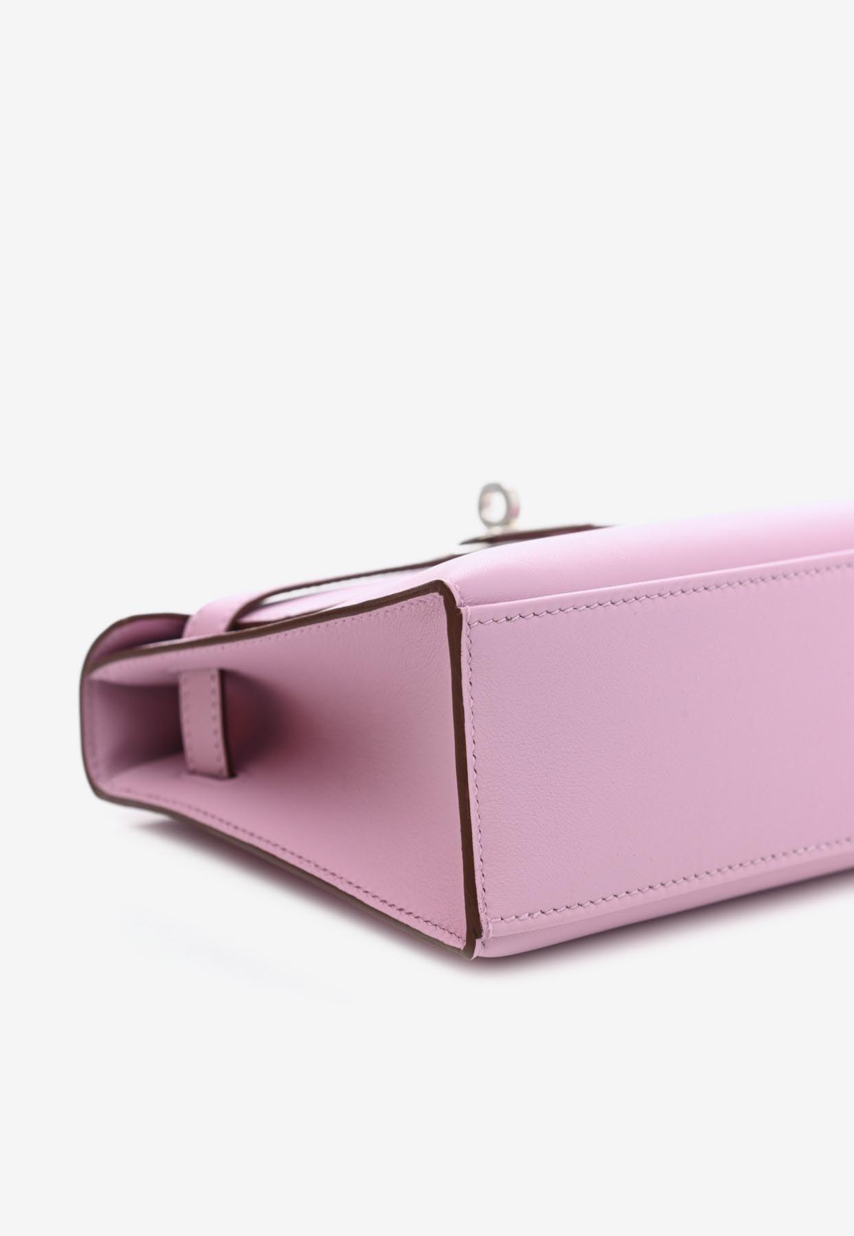 Hermès Kelly Pochette Clutch Bag In Mauve Sylvestre Swift With Palladium  Hardware in Pink