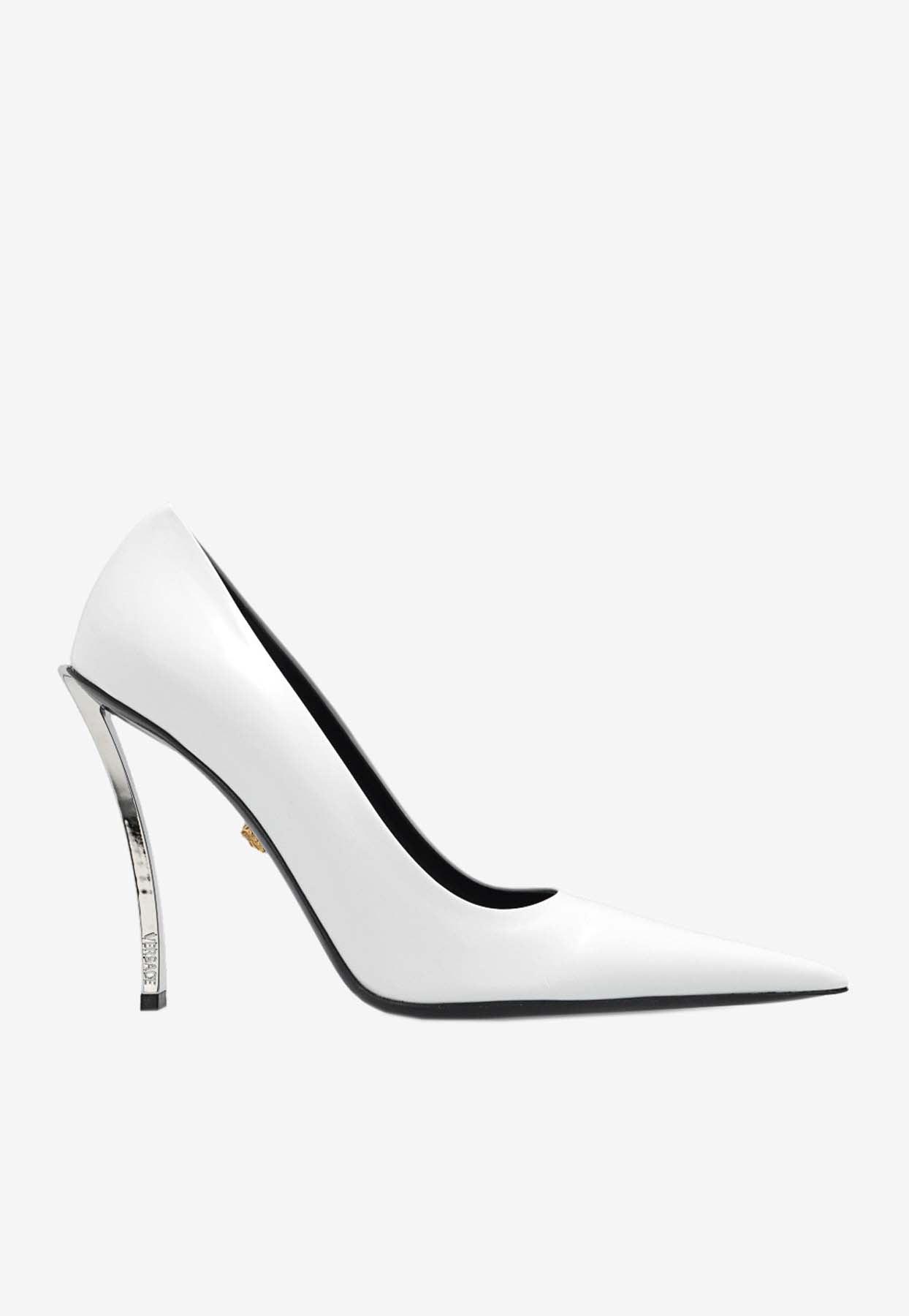 Versace Pin-point 125 Calf Leather Pumps in White | Lyst