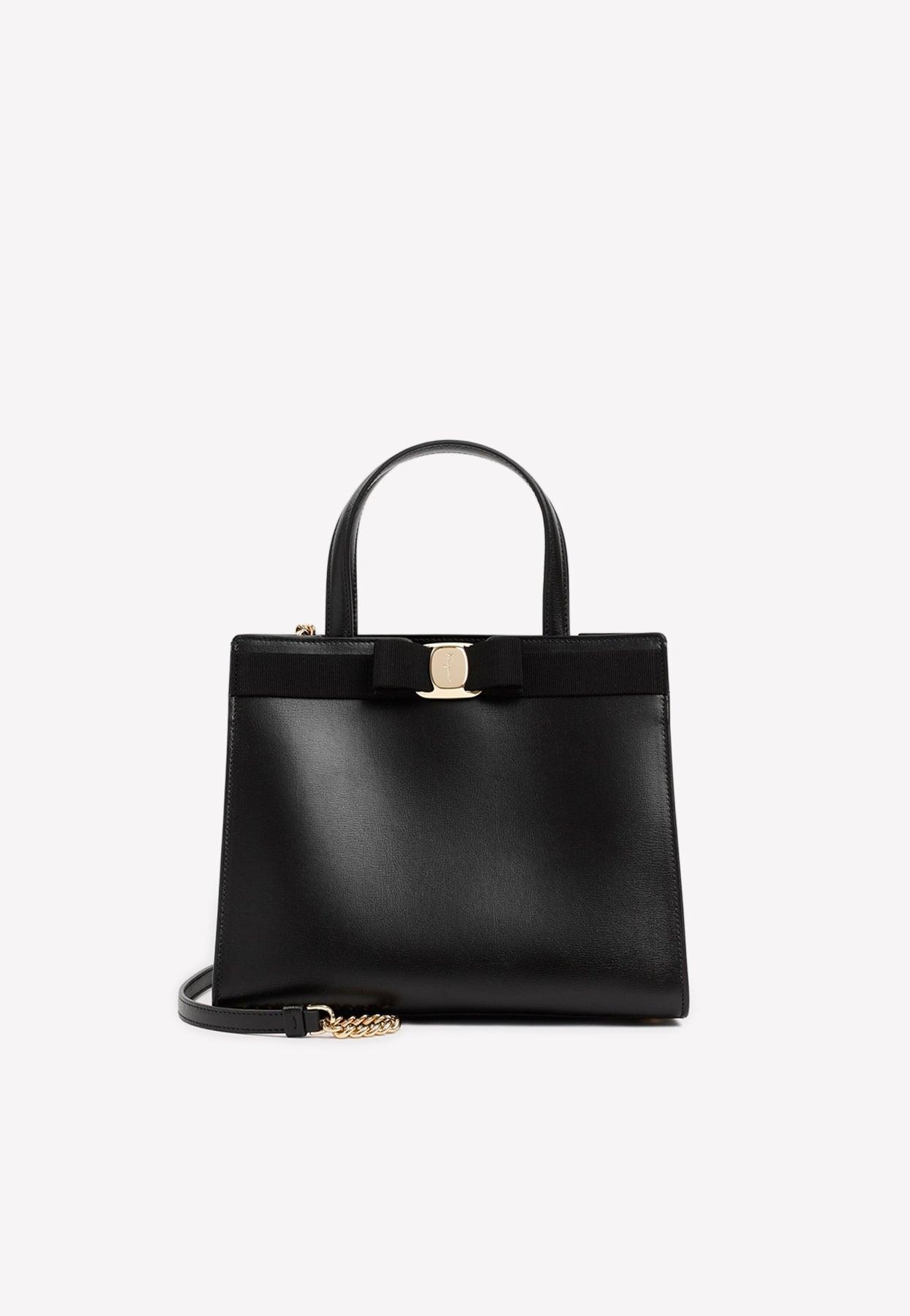 Ferragamo Medium Vara Bow Shoulder Bag In Calf Leather in Black | Lyst