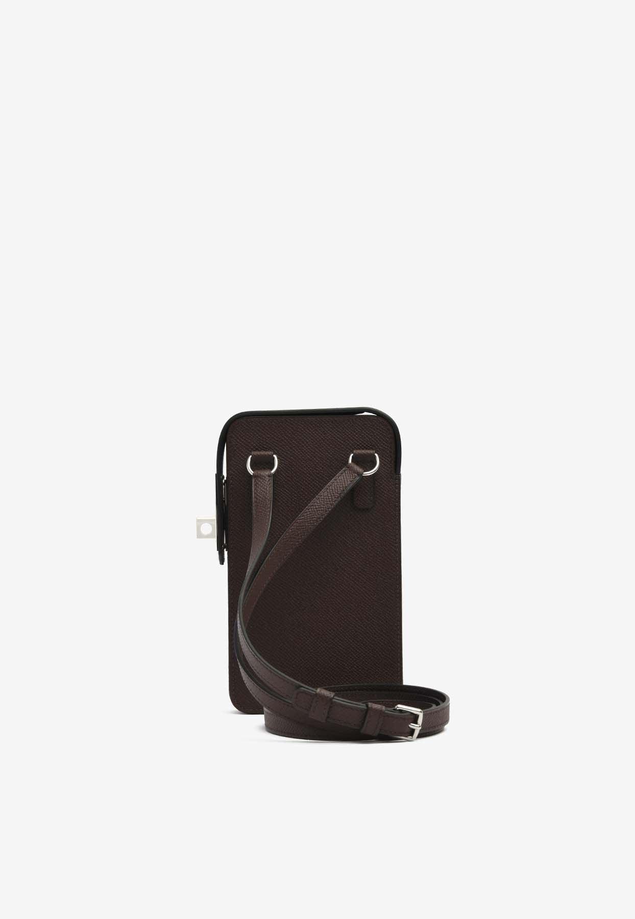 Hermès Hac A Box Phone Case In Rouge Sellier Epsom With Palladium Hardware  in White