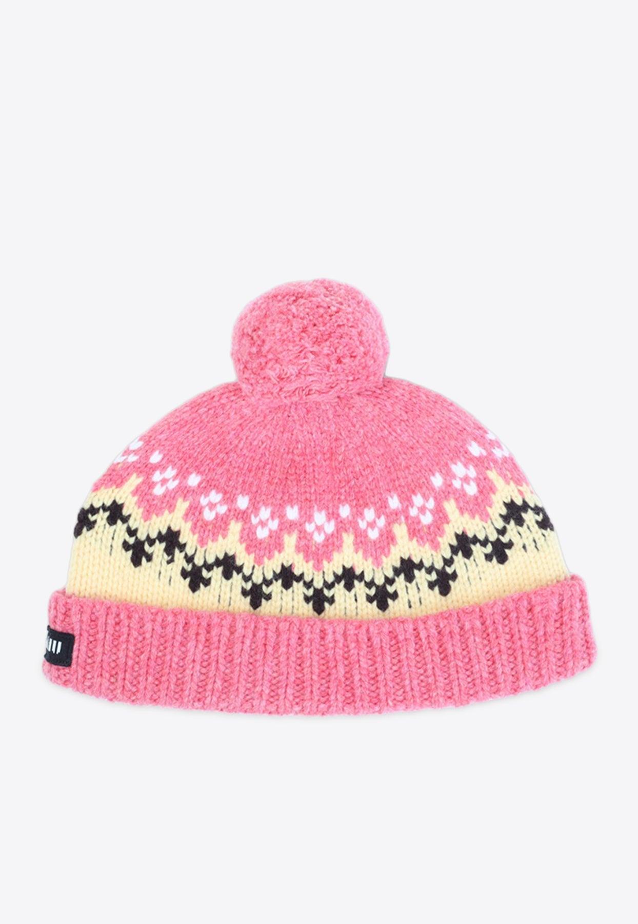 Miu Miu Knitted Pink Wool Hat With Pom-Pom - NWT newborn-pink-pom-pom-beanie-  main image 4