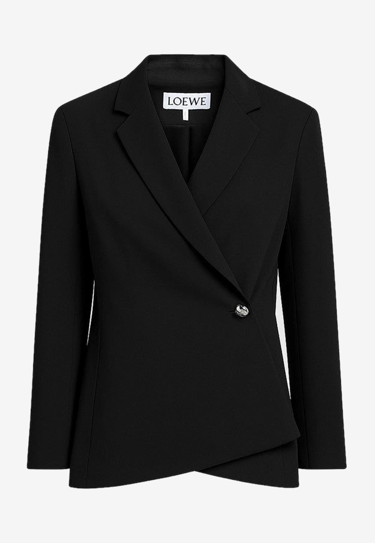 ジャケット LOEWE NAVY BLUE SINGLE-BREASTED JACKET IN WOOL Loewe Navy blue single-breasted jacket in wool | TheDoubleF