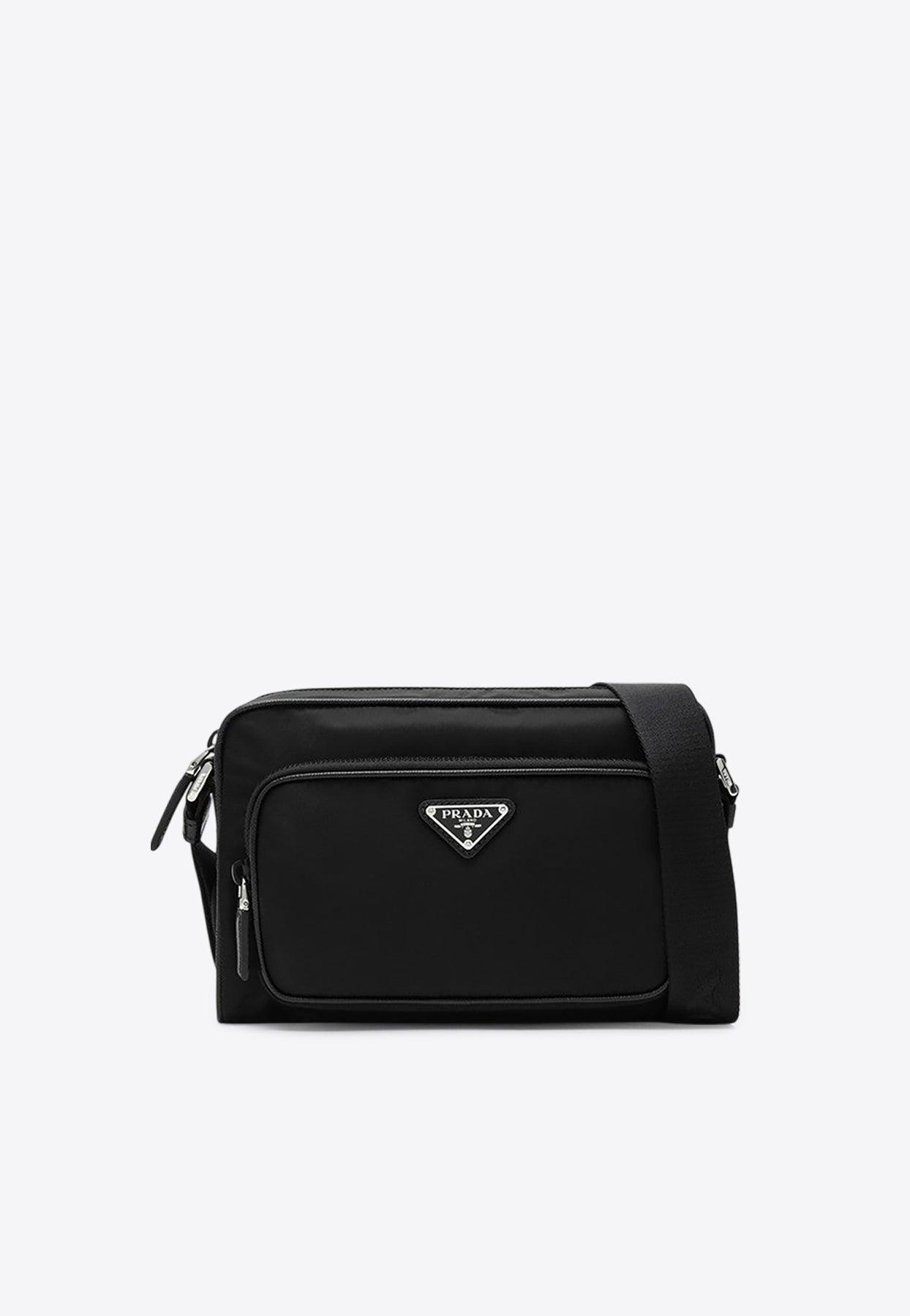 Prada Small Triangle Logo Messenger Bag in Black for Men | Lyst