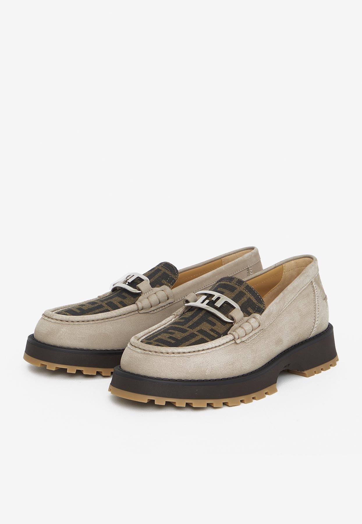 Fendi Logo O'lock Loafers in Natural for Men | Lyst