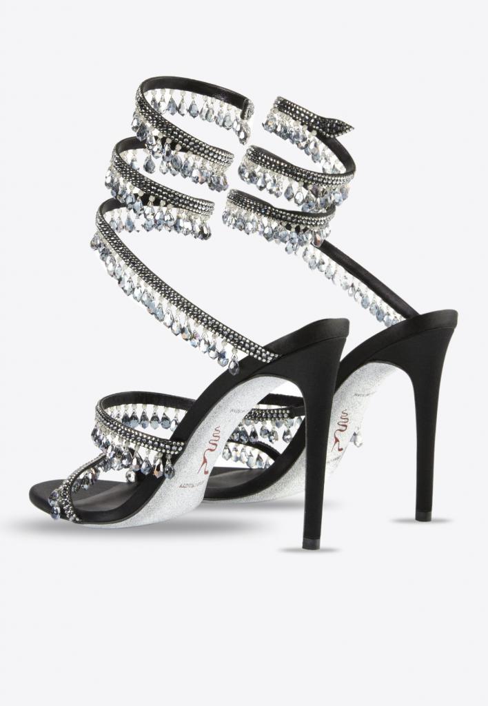 Rene Caovilla Chandelier 105 Satin Sandals With Crystal Embellishments