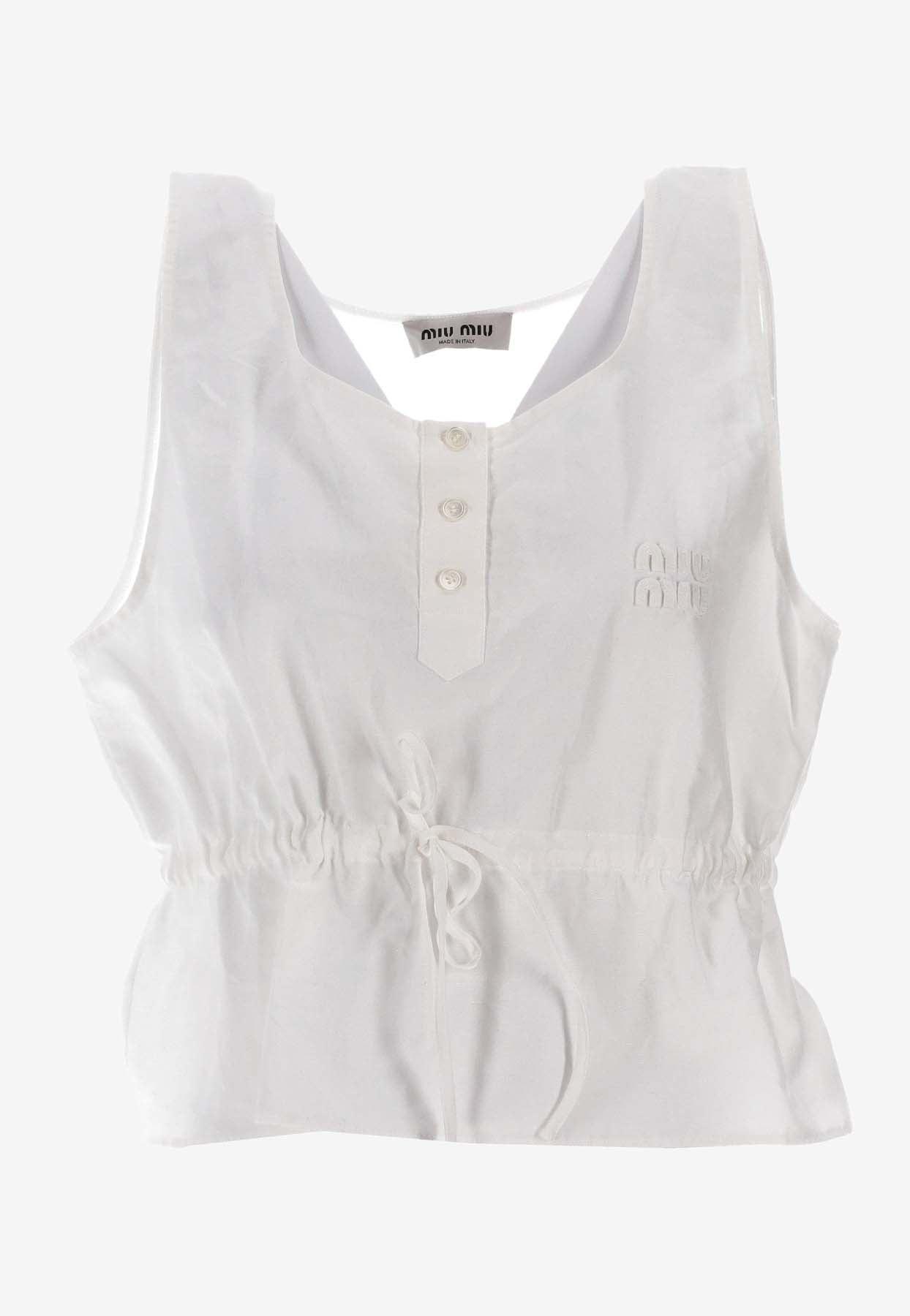miu miu メッシュタンクトップ ホワイト Miu Miu Sleeveless and tank tops for Women | Online Sale up to 32