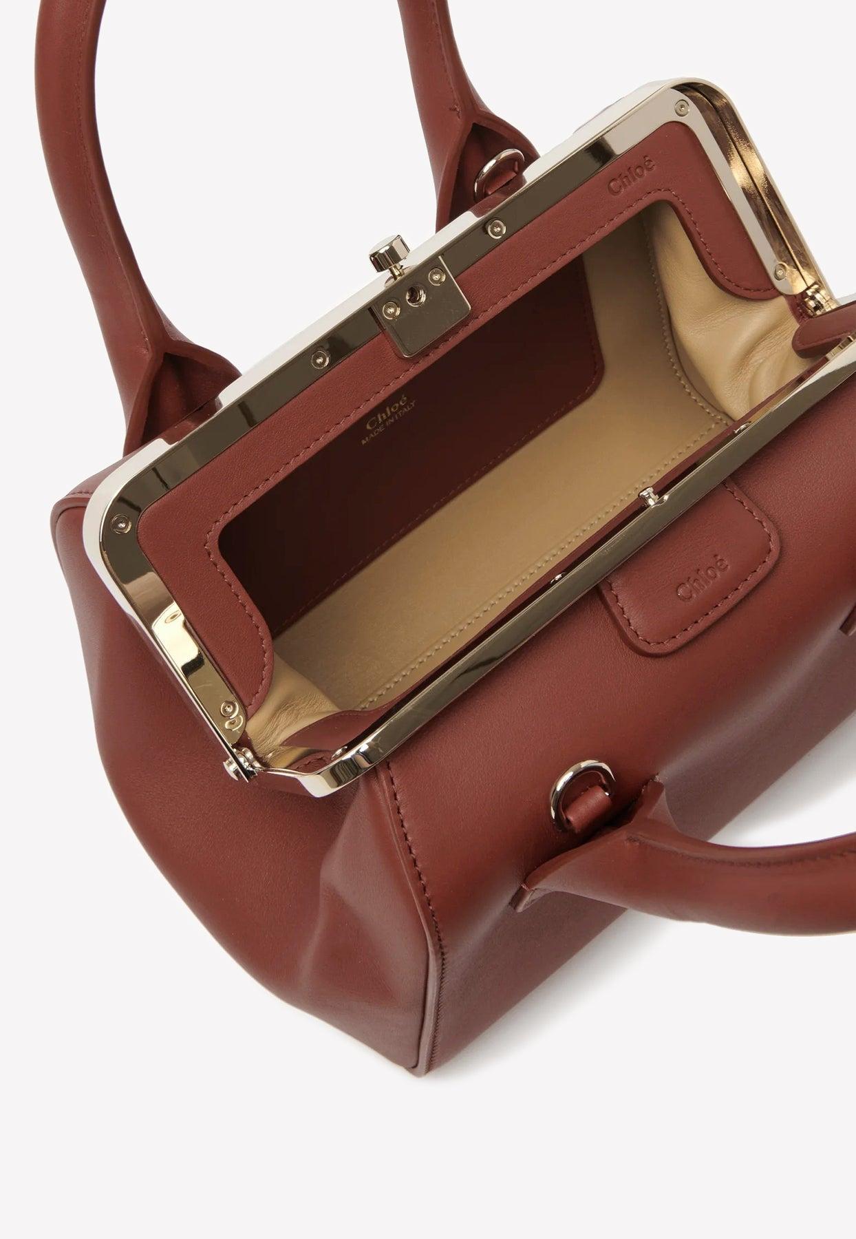 Chloé Small Joyce Frame Bag In Calf Leather in Brown | Lyst