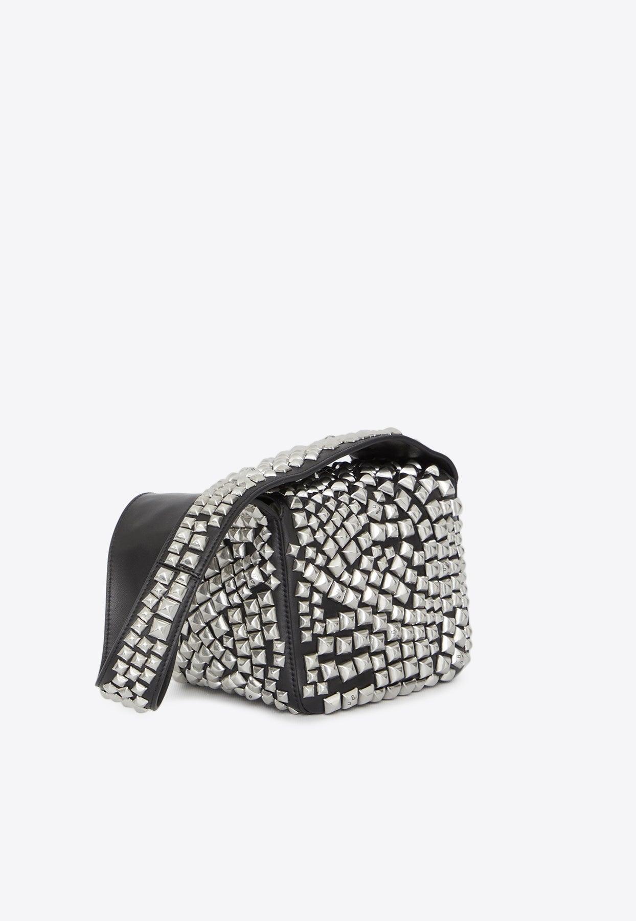 Spike Small Hobo Bag in Studded Leather