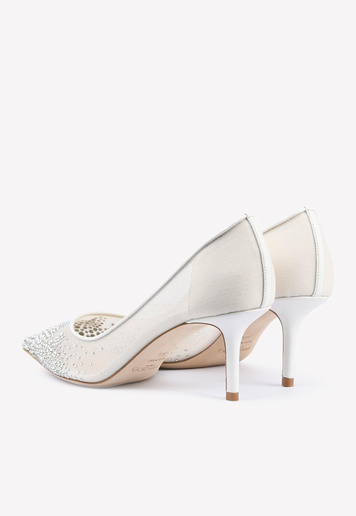 Jimmy Choo Love 65 Crystal-embellished Mesh Pumps in White | Lyst