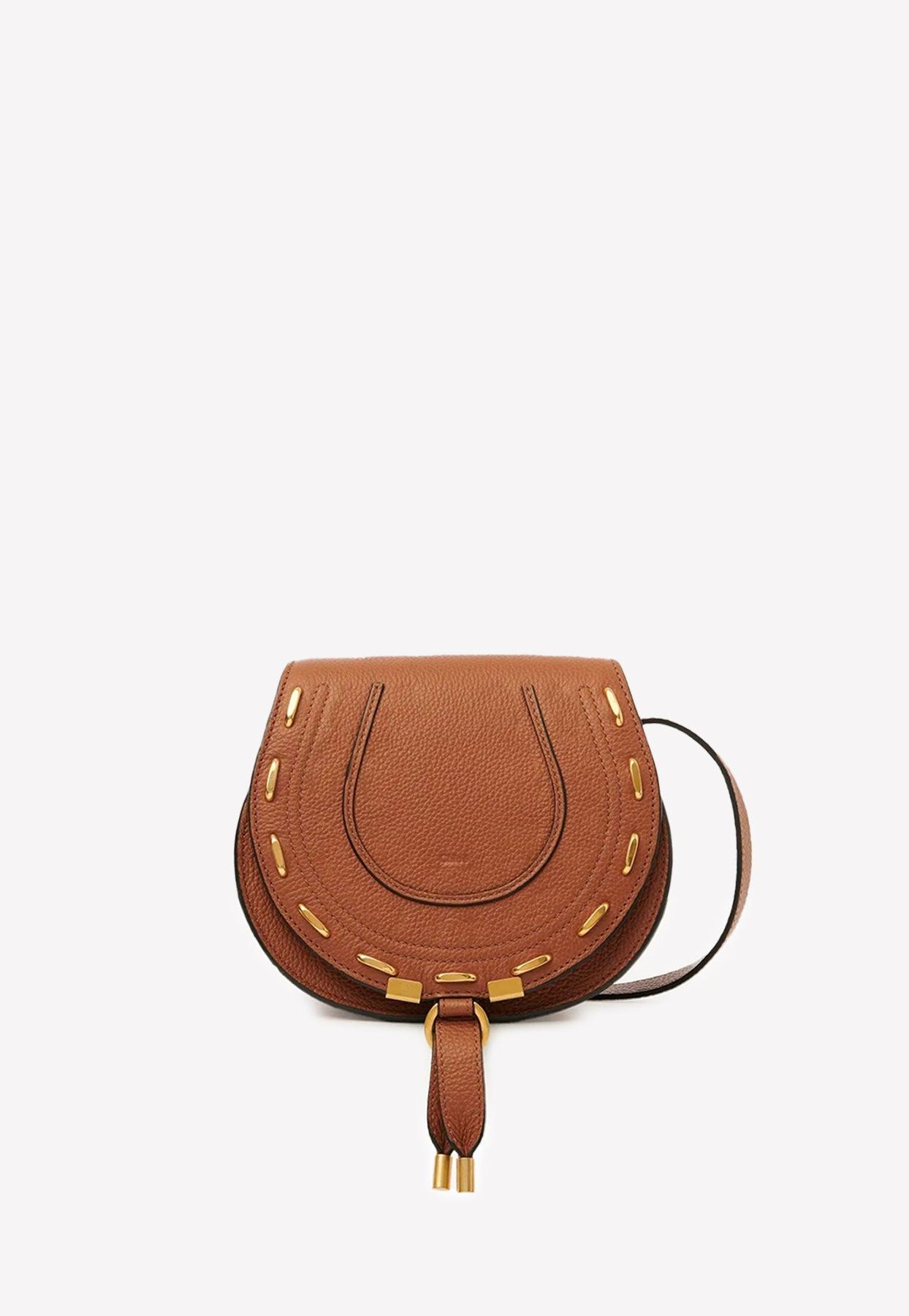 Chlo Small Marcie Saddle Bag In Grained Leather With Gold tone