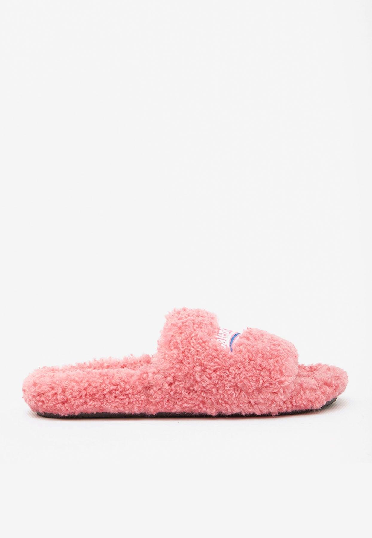 Balenciaga Political Campaign Furry Slides in Pink | Lyst