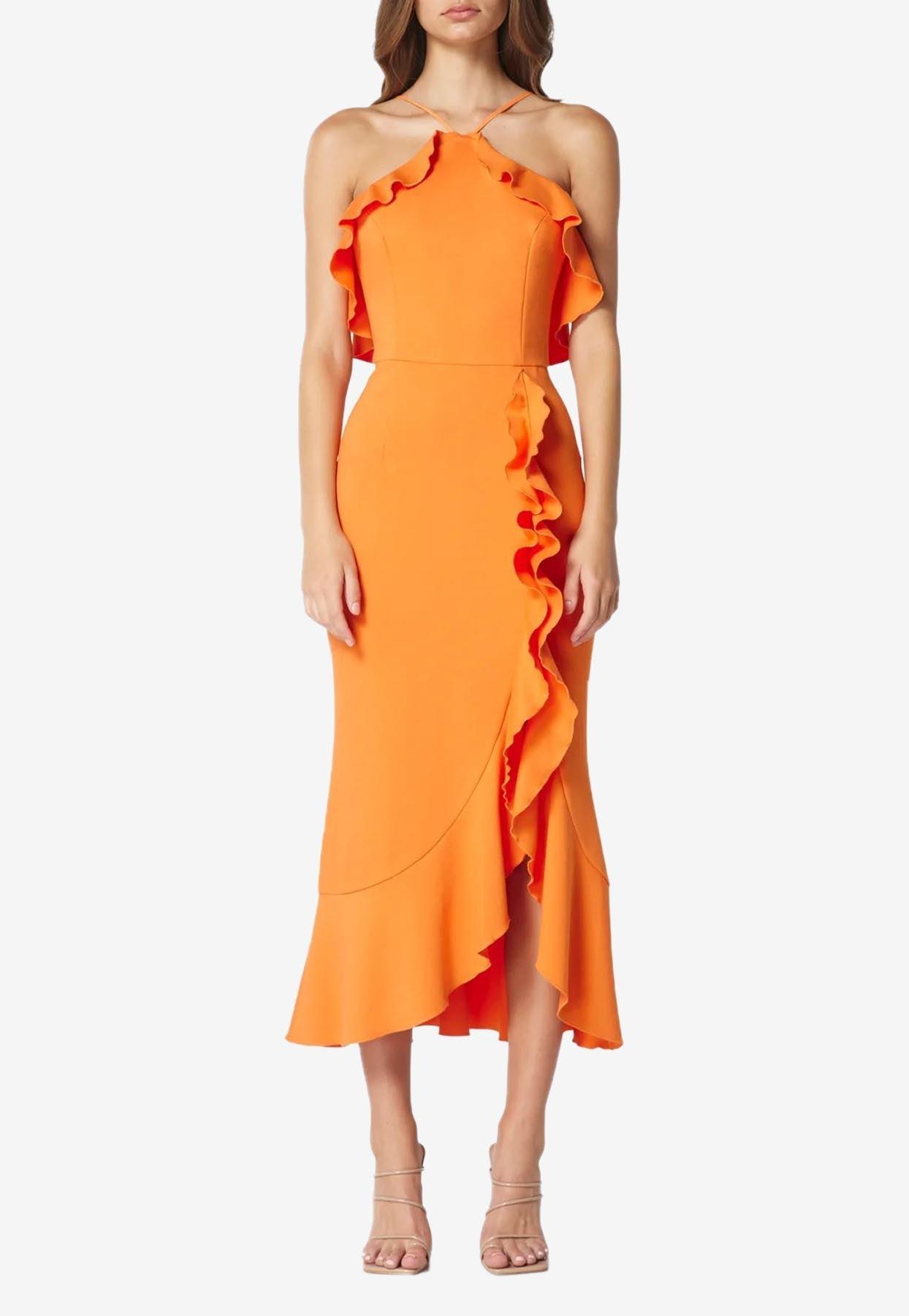 Elliatt Dimness Halter Midi Dress in Orange Lyst