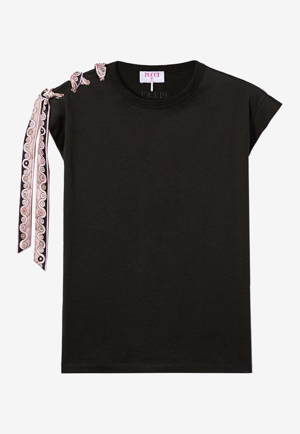 EMILIO PUCCI 黒　ブラック　Tシャツ Pucci - Printed cotton T-shirt Emilio Pucci