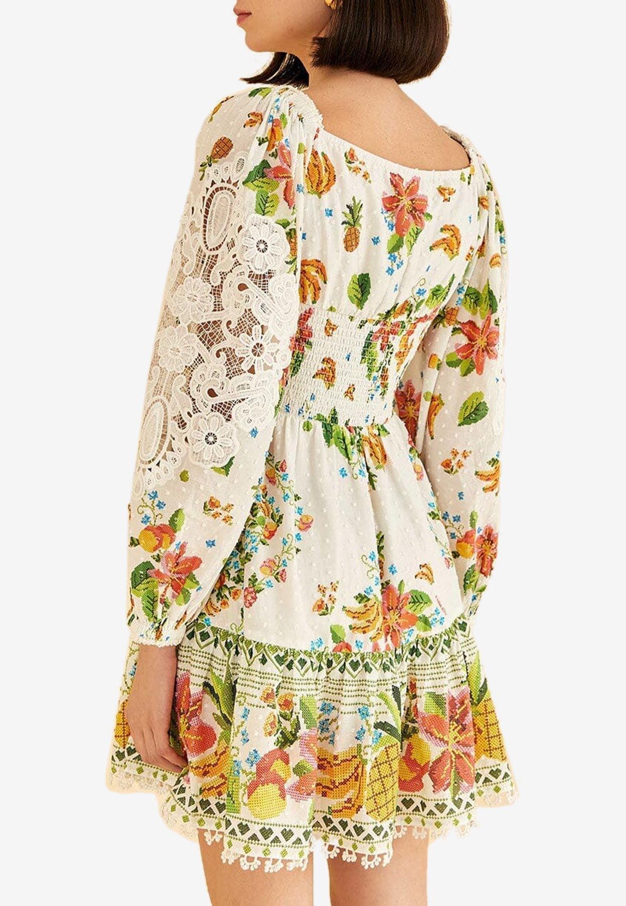 FARM Rio Off-white Tropical Romance Scarf Mini Dress | Lyst