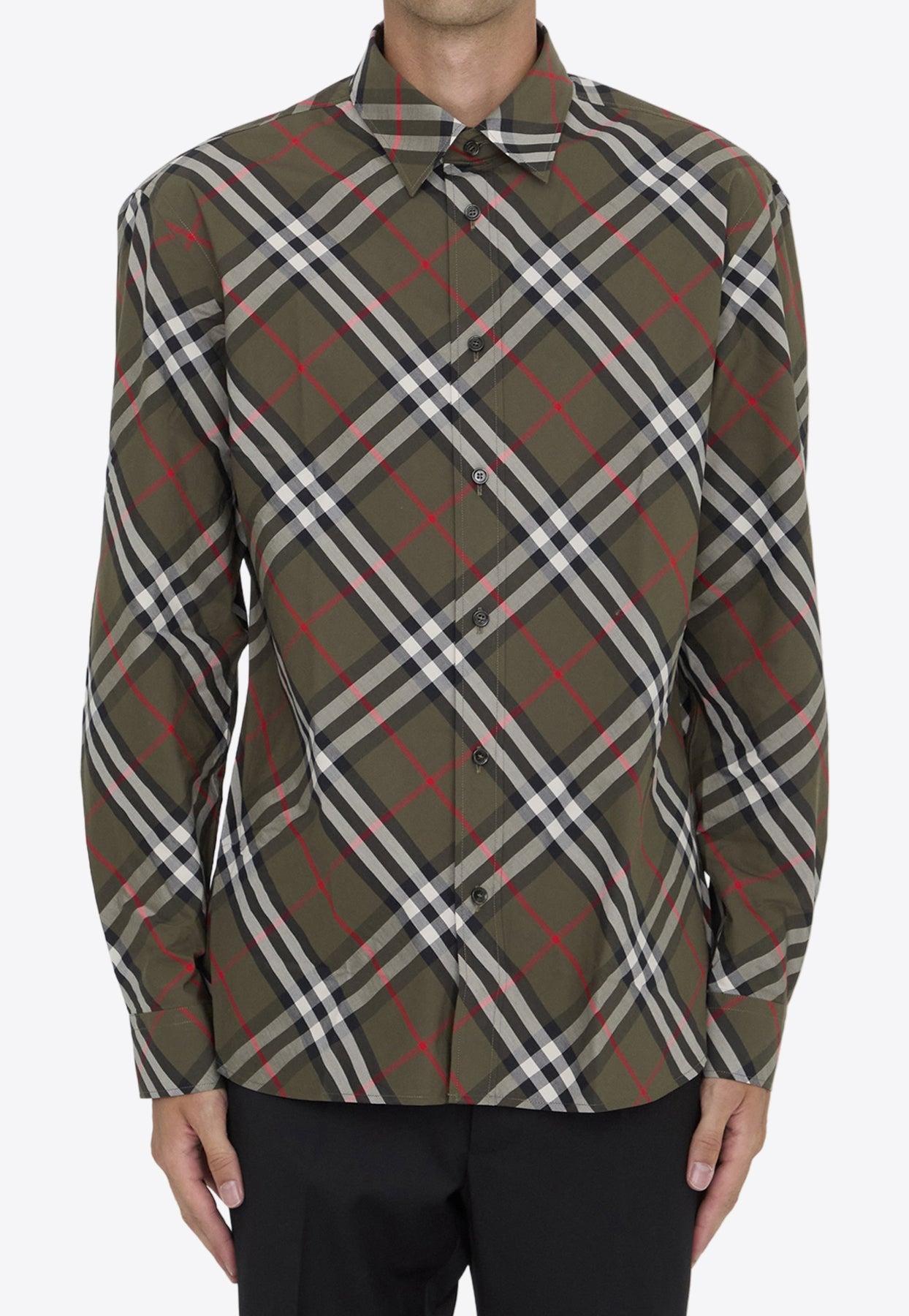 Burberry Signature Check Long Sleeved Shirt in Gray for Men Lyst