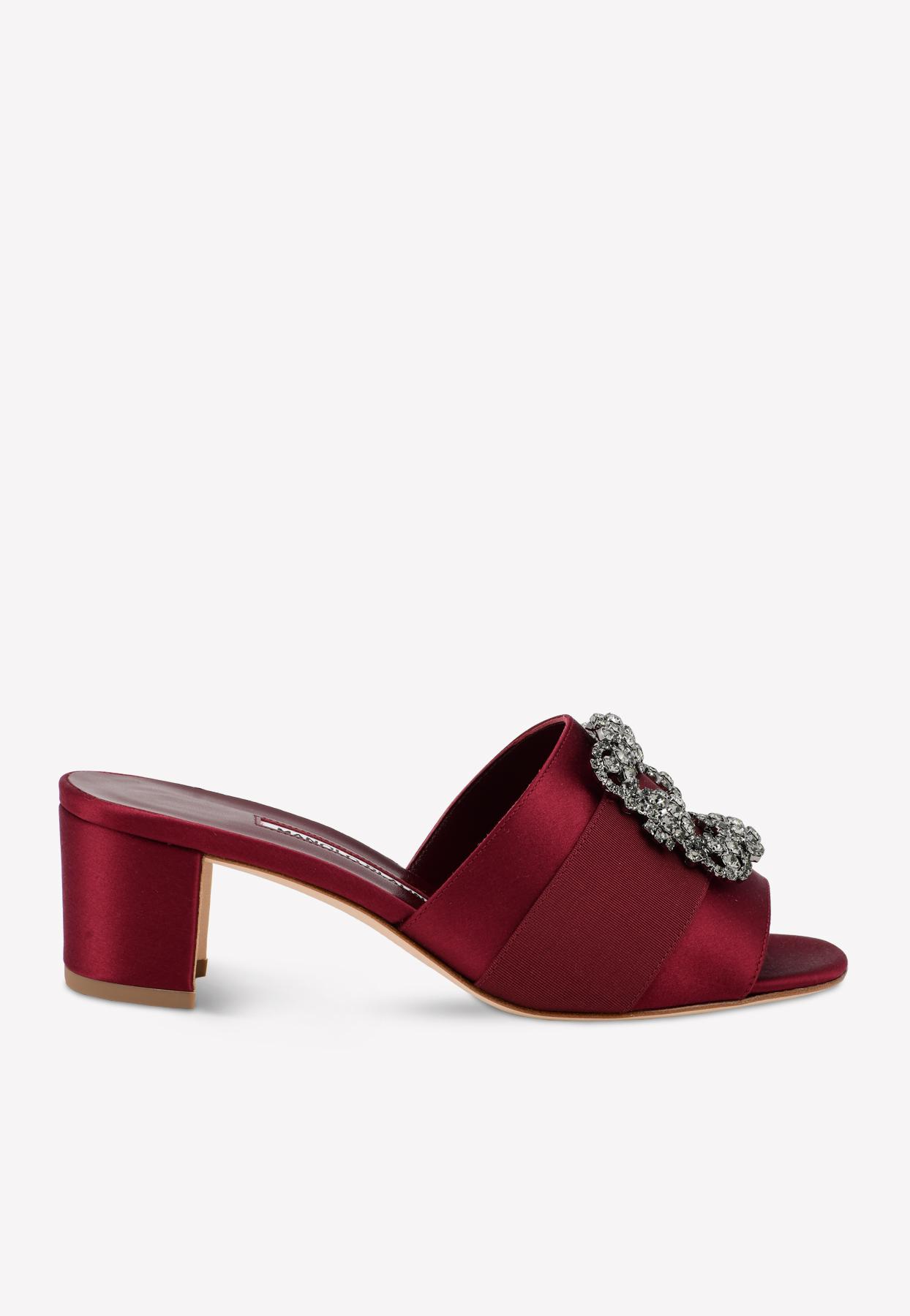 manolo blahnik satin mules