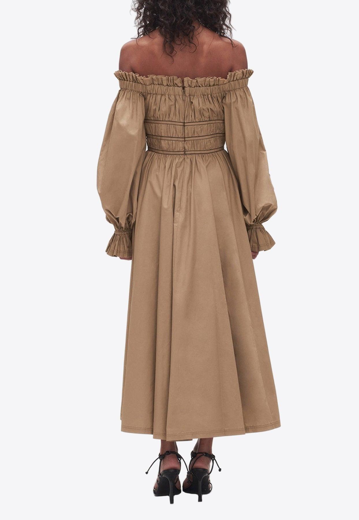 aje brown ruffle dress Sevilla Maxi Dress