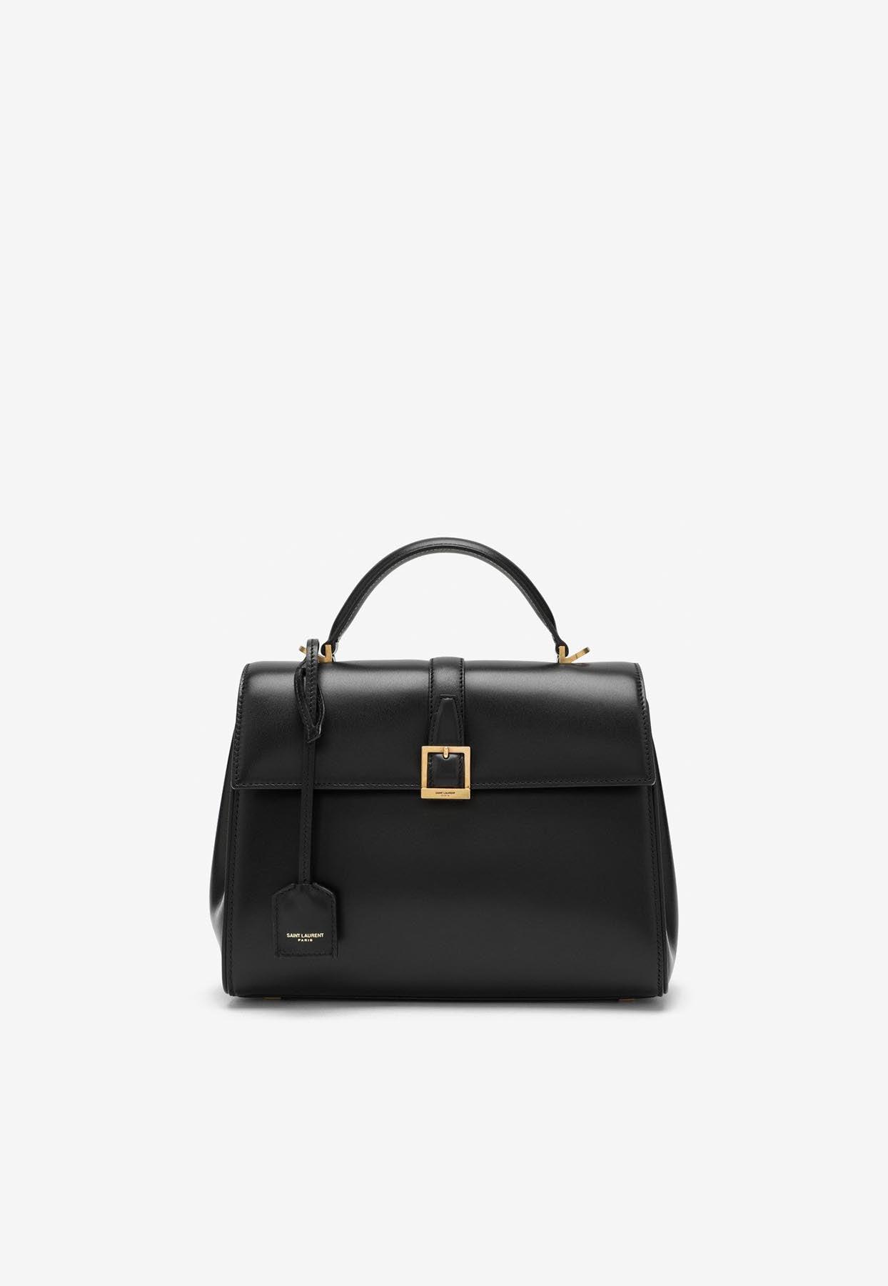 Saint Laurent Small Le Fermoir Top Handle Bag In Leather in Black | Lyst