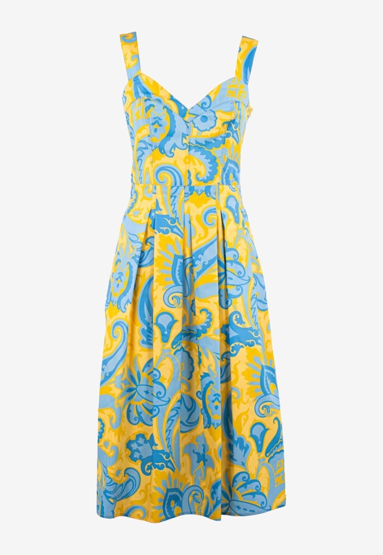 オールインワン・サロペット Etro Midi Dress Short Sleeve In Multicolored Printed Etro - Multicolor Paisley Silk One Shoulder Dress
