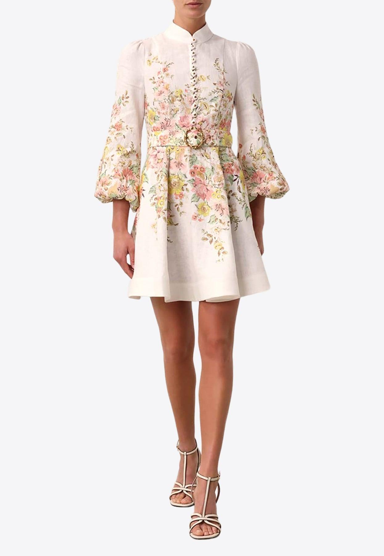 Zimmermann Matchmaker Floral Mini Dress in White | Lyst