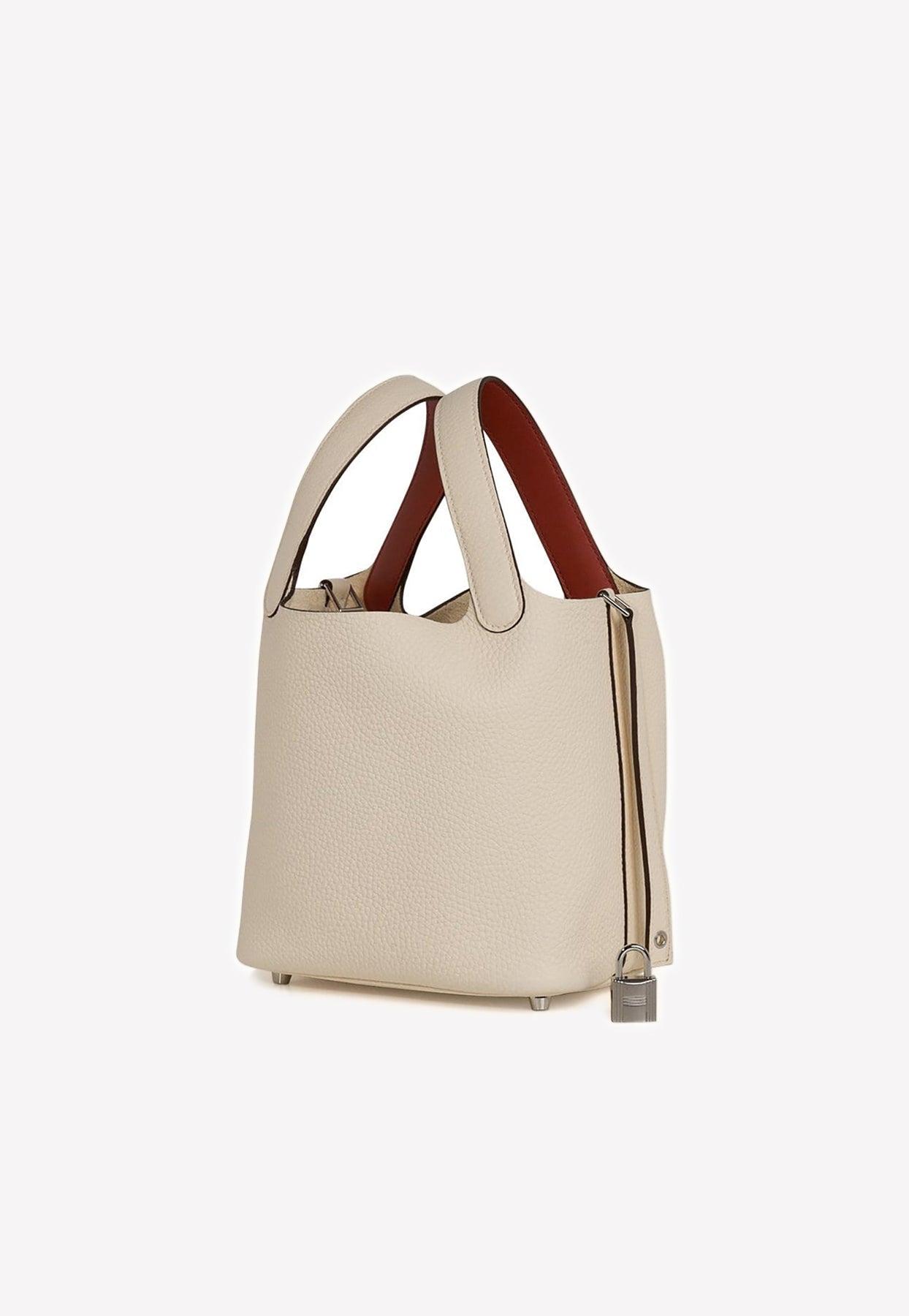 HERMES Taurillon Clemence Picotin Lock 18 PM Biscuit 1289899
