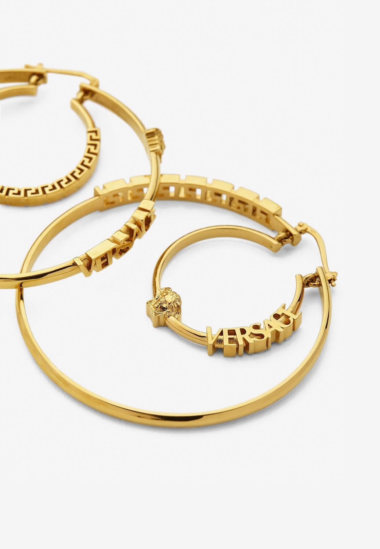 Versace La Medusa Greca Hoop Earrings in Metallic | Lyst