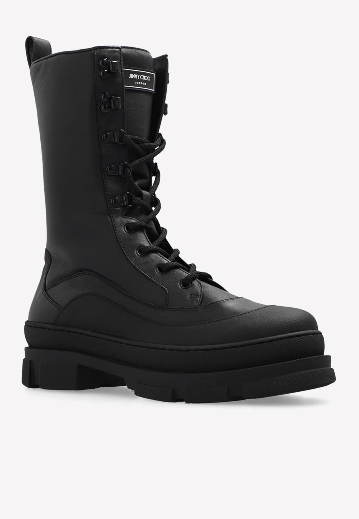 Jimmy Choo Aldea Flat Mid Calf Leather Boots in Black Lyst