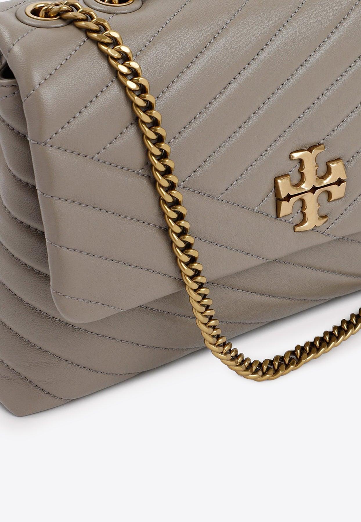 TORY BURCH: Kira shoulder bag in quilted chevron nappa leather - Black