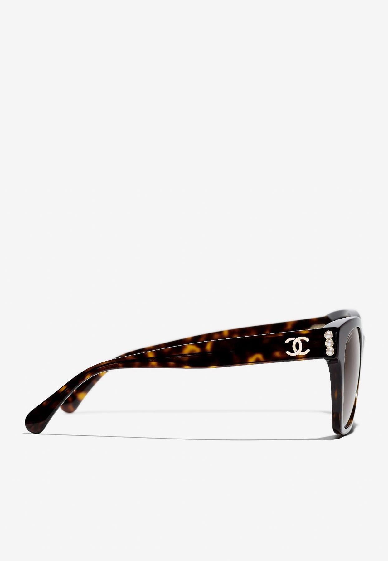 Chanel Havana Print Square Sunglasses in Natural