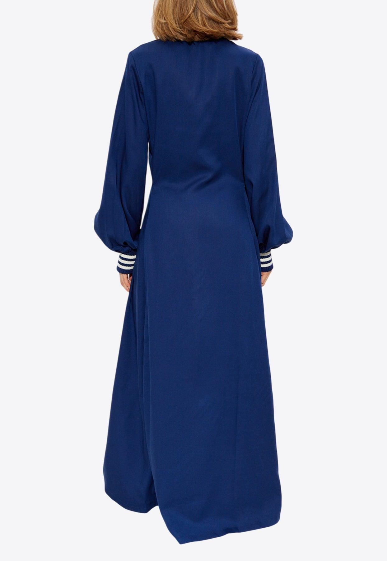 adidas Originals Zip-Up Satin Maxi Dress in Blue Lyst