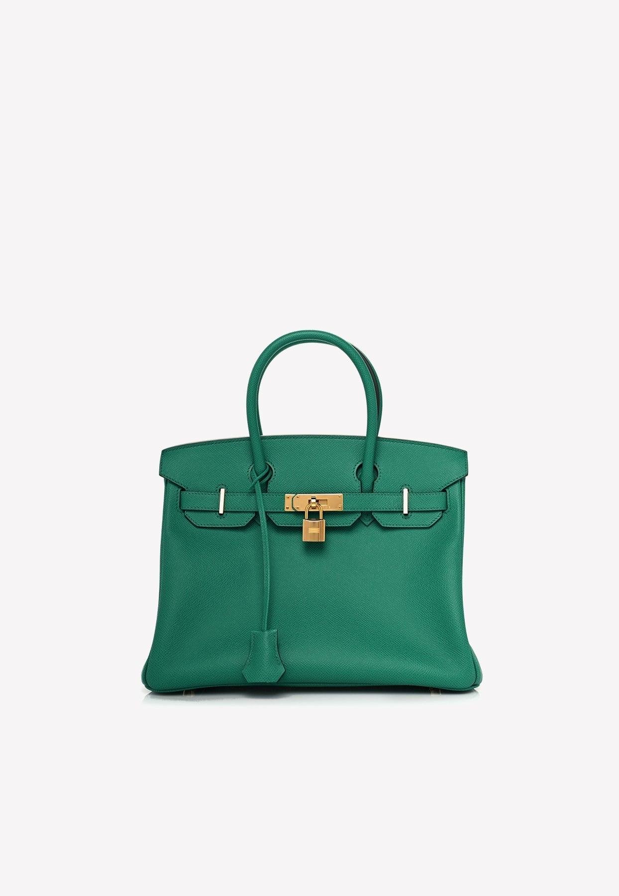 A VERT AMANDE EPSOM LEATHER MINI CONSTANCE 18 WITH GOLD HARDWARE