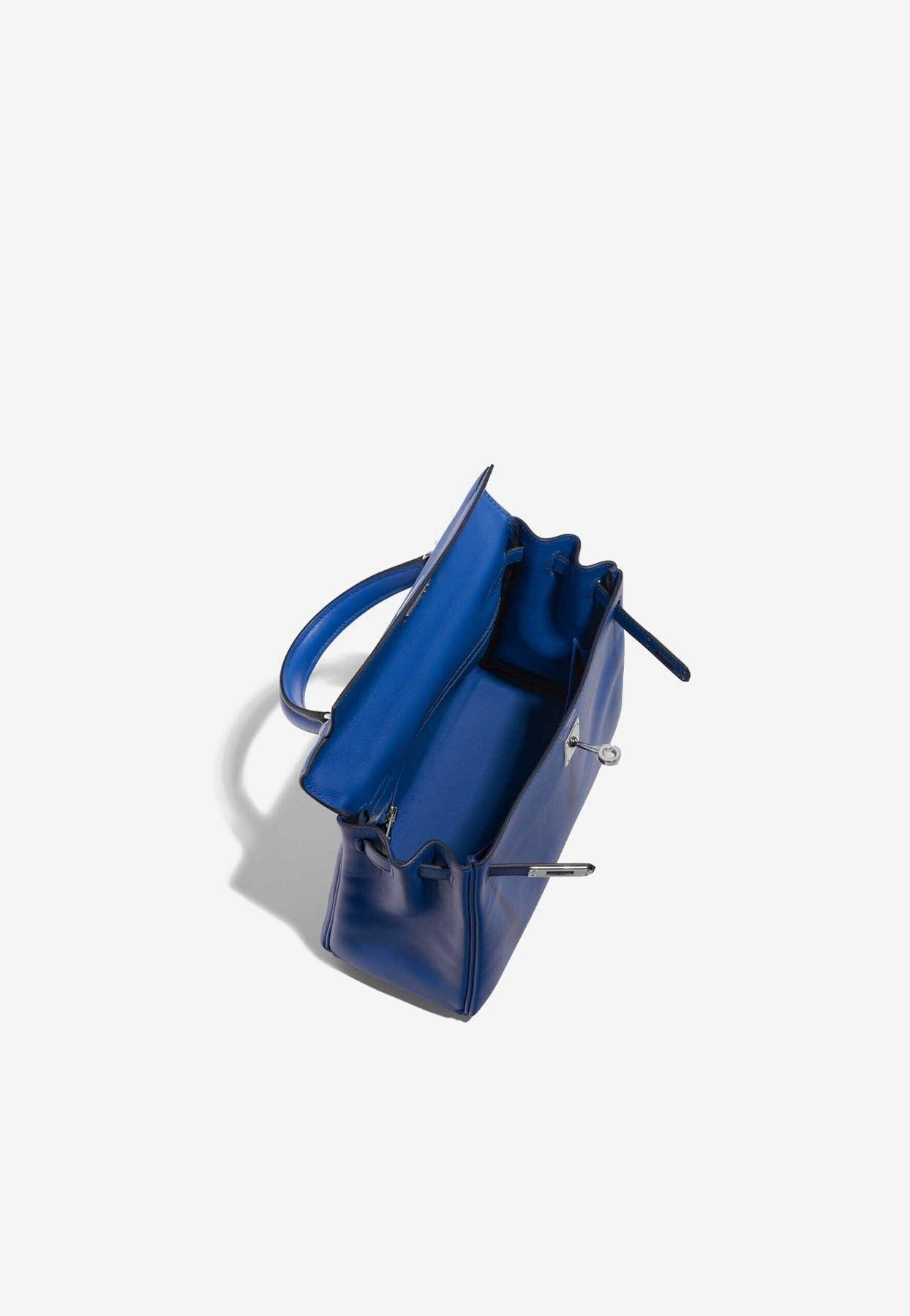 HERMÈS Kelly 25 handbag in Blue Royal Swift leather with Palladium  hardware-Ginza Xiaoma – Authentic Hermès Boutique