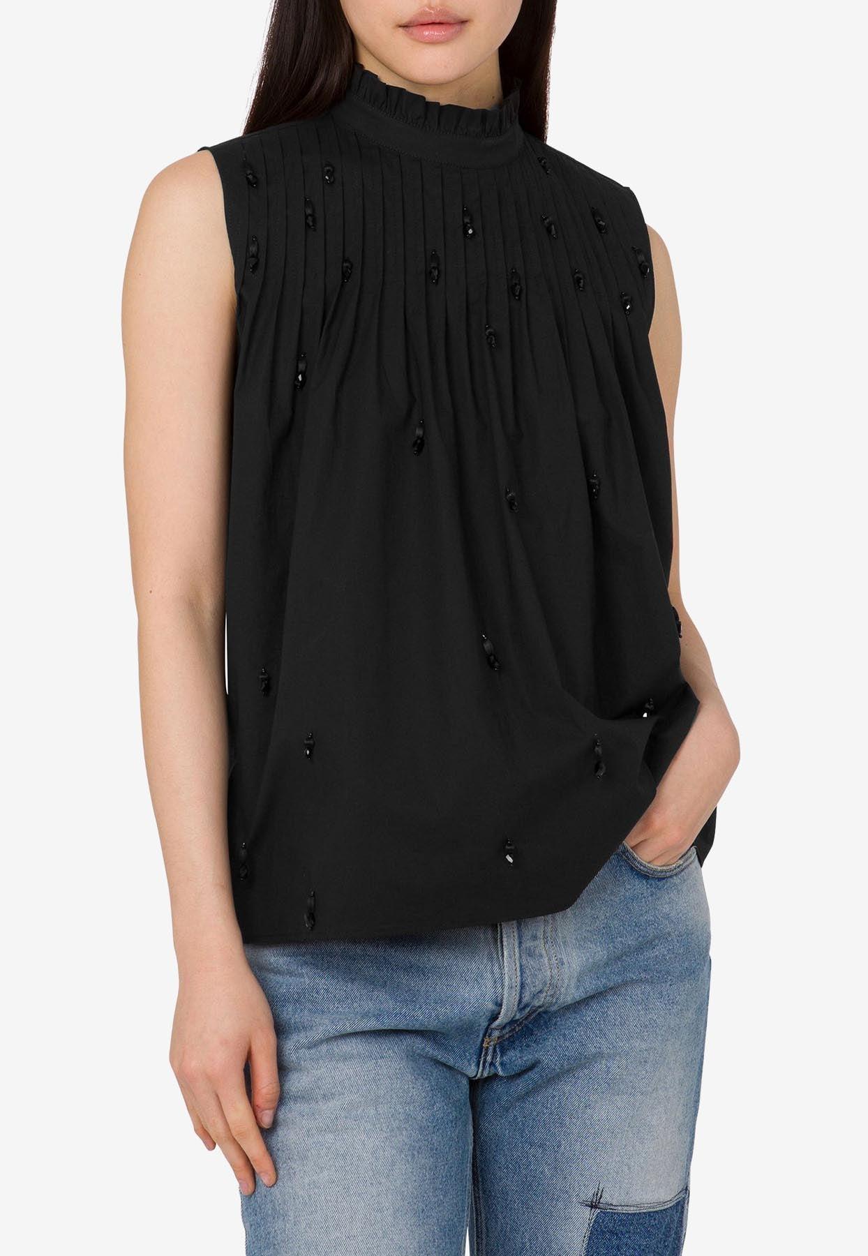トップス MOSCHINO SILK SLEEVELESS TOP Moschino Sleeveless Silk Blend Knit Top | ShopSimon