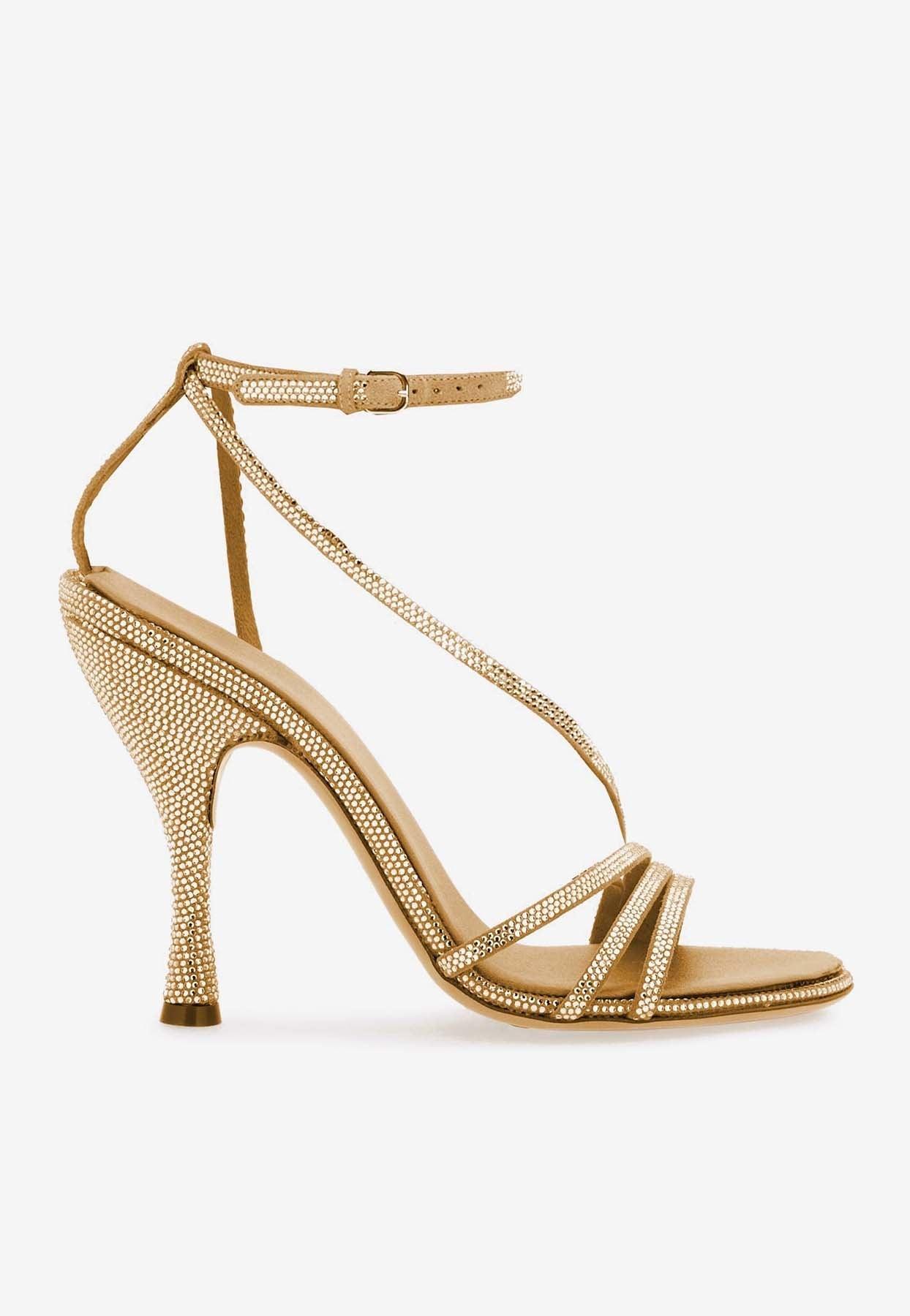 Ferragamo Denise 105 Crystal-Embellished Sandals in White | Lyst