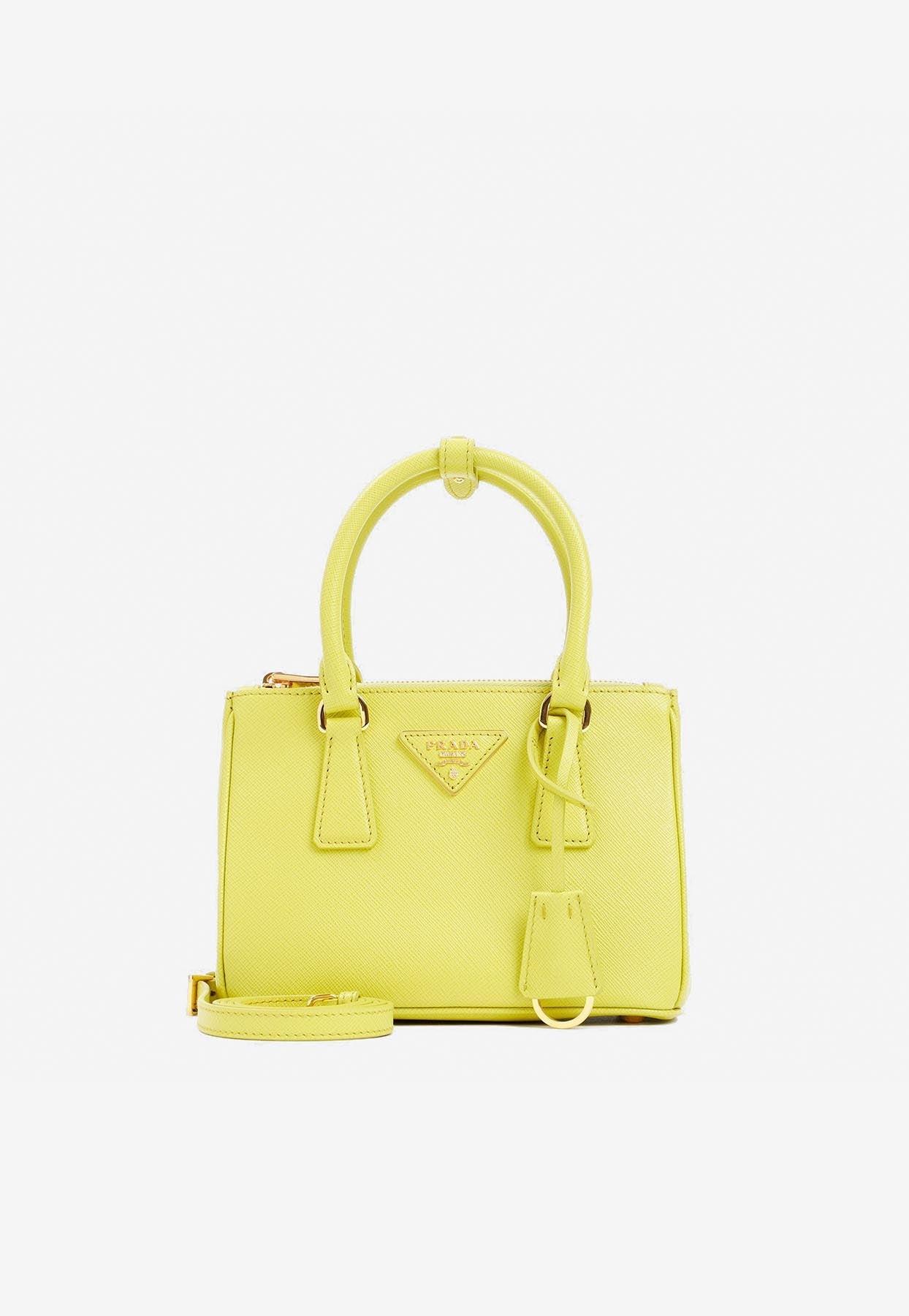 Prada Saffiano Leather Mini Bag in Yellow