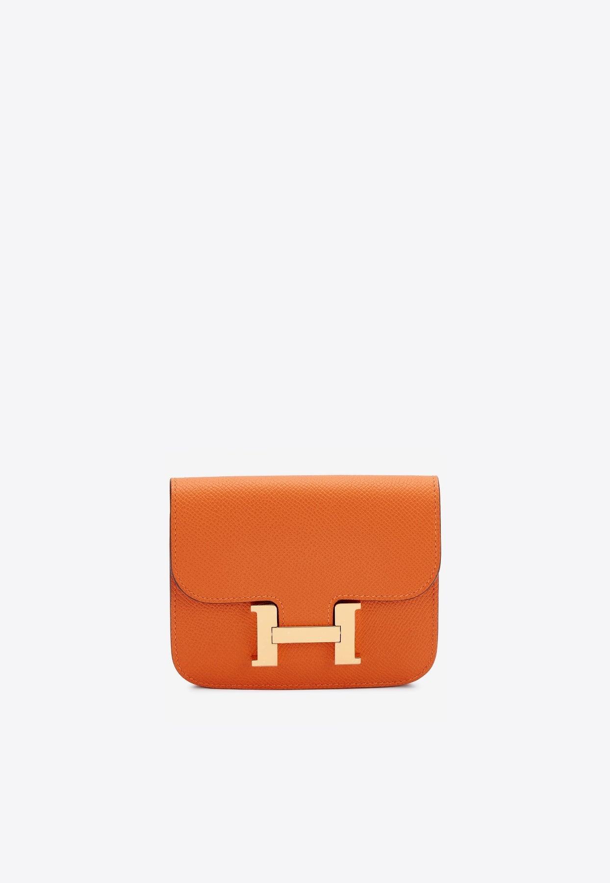 Hermes Orange Leather Bi-Fold Wallet Hermes