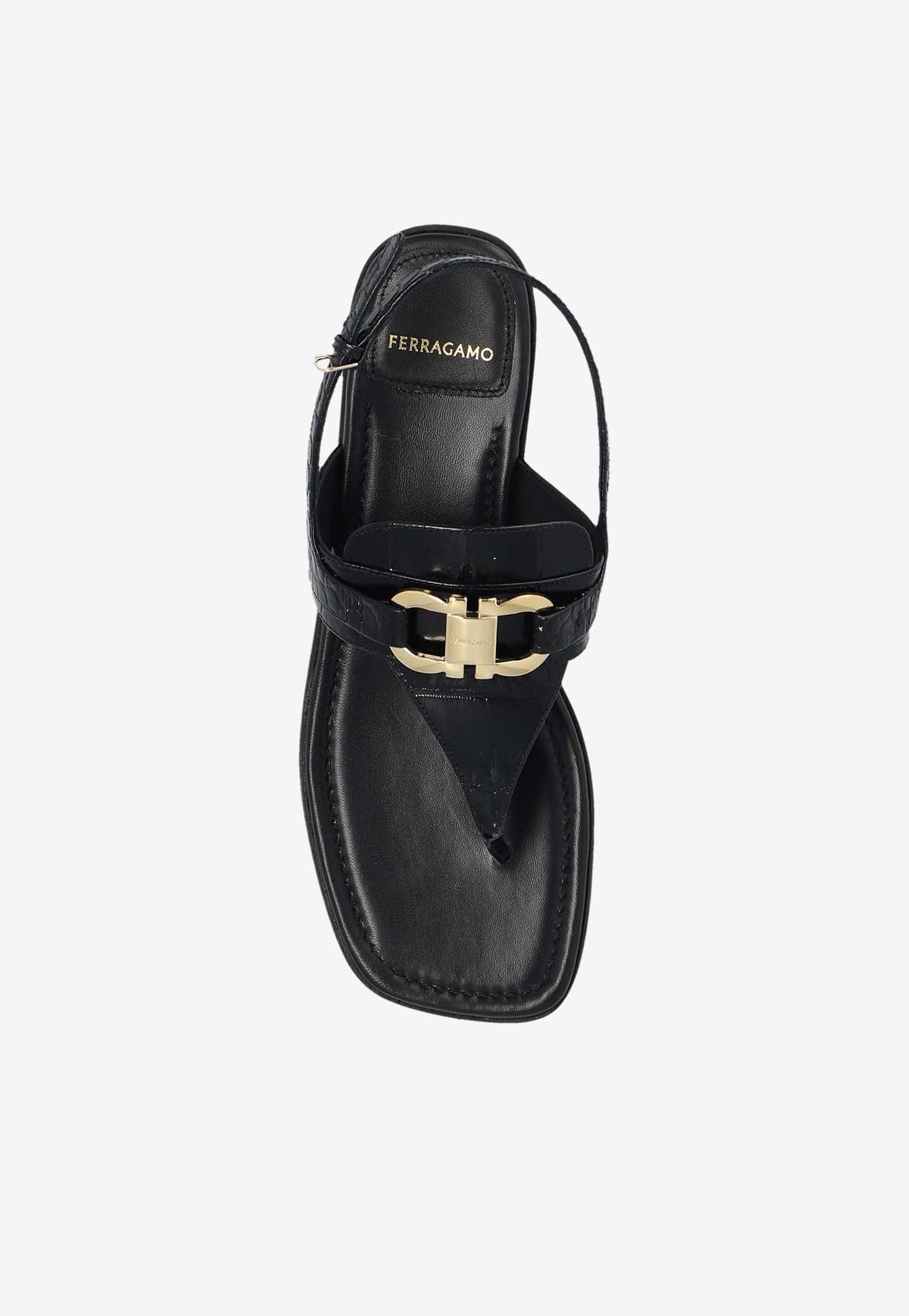 Ferragamo Lula Slingback Sandals in Black | Lyst