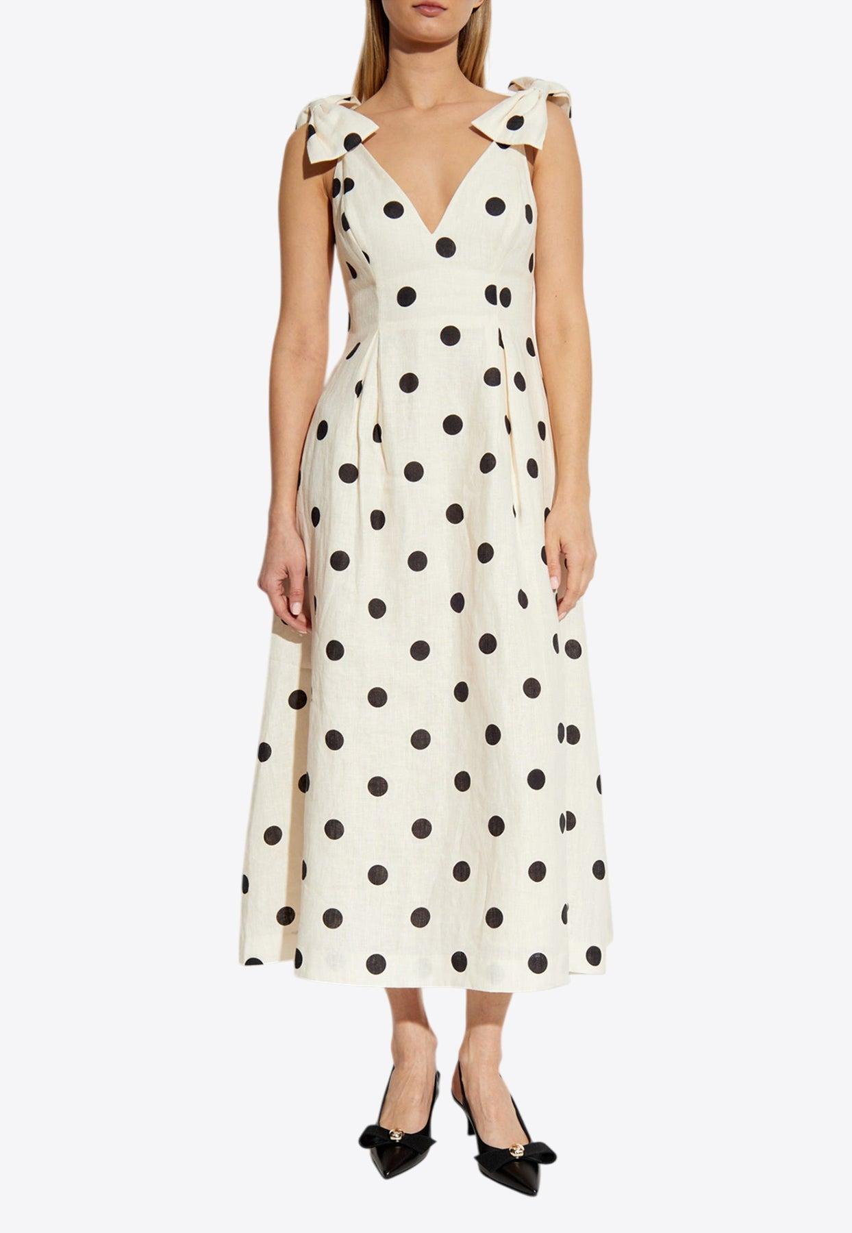 【Zimmermann】Crush polka-dot linen midi dress Zimmermann Crush polka-dot linen midi dress - Dresses