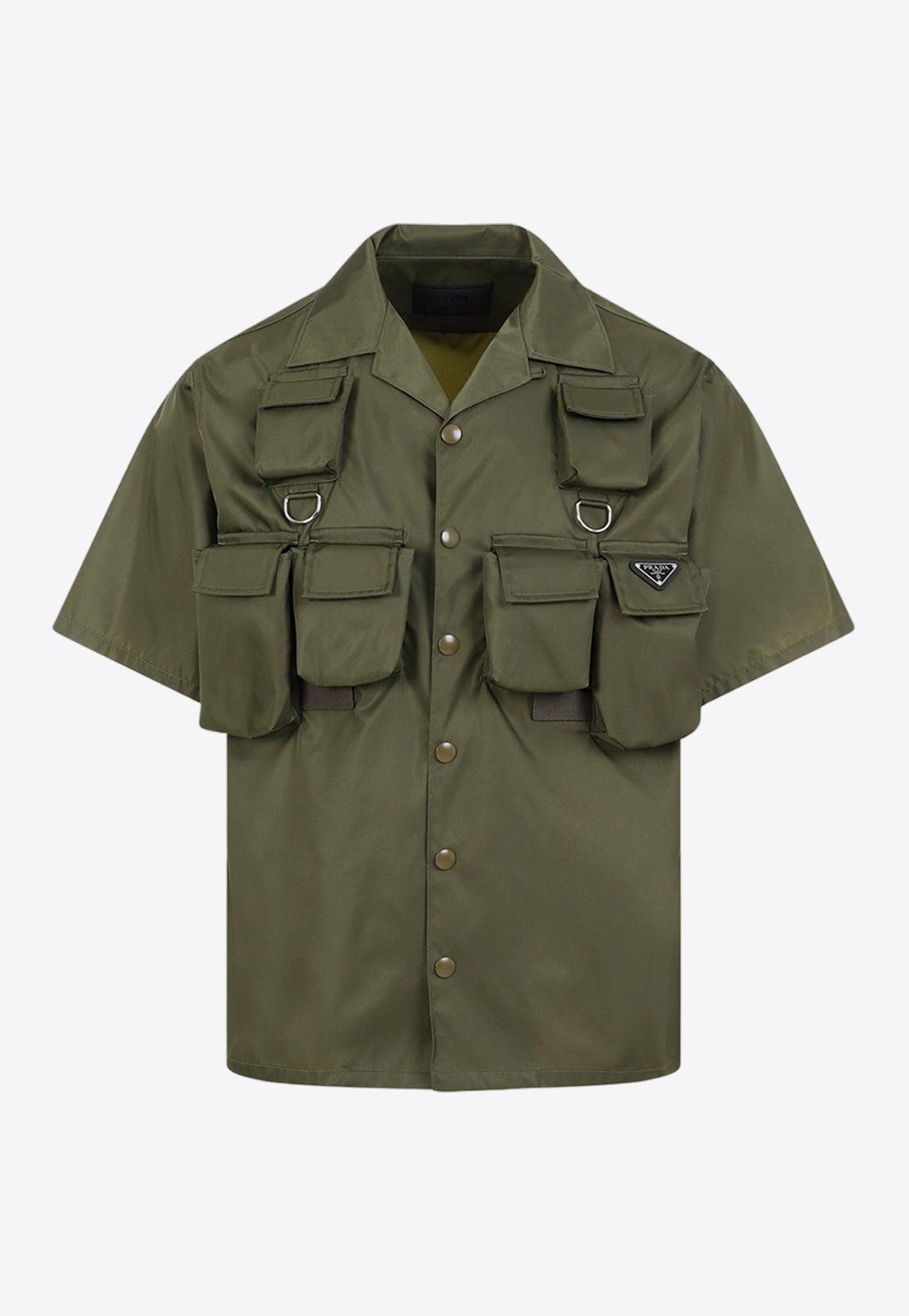 Prada Re-nylon Short-sleeve Shirt in Green for Men | Lyst