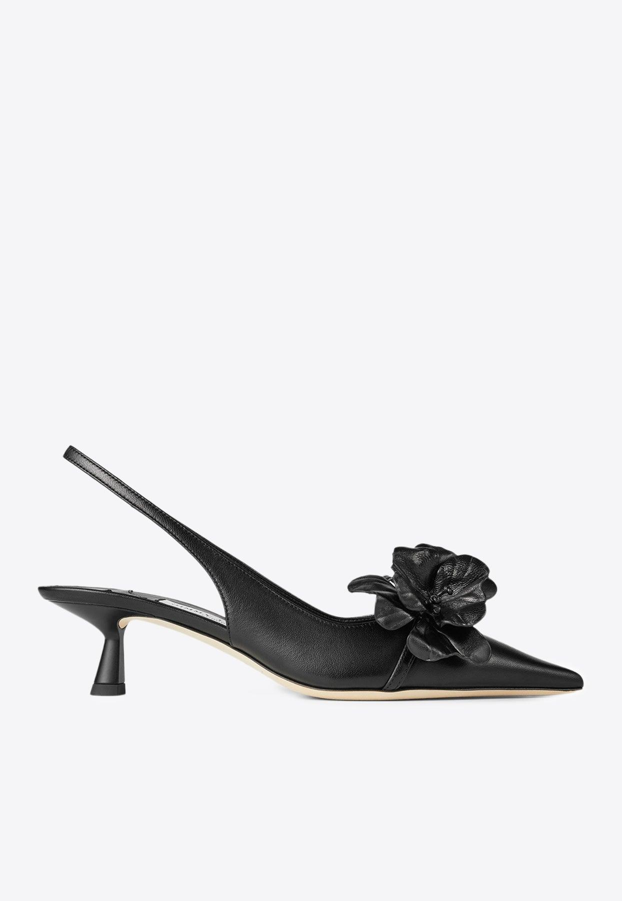 Jimmy Choo Amita 45 Flower Embellished Pumps in Black | Lyst