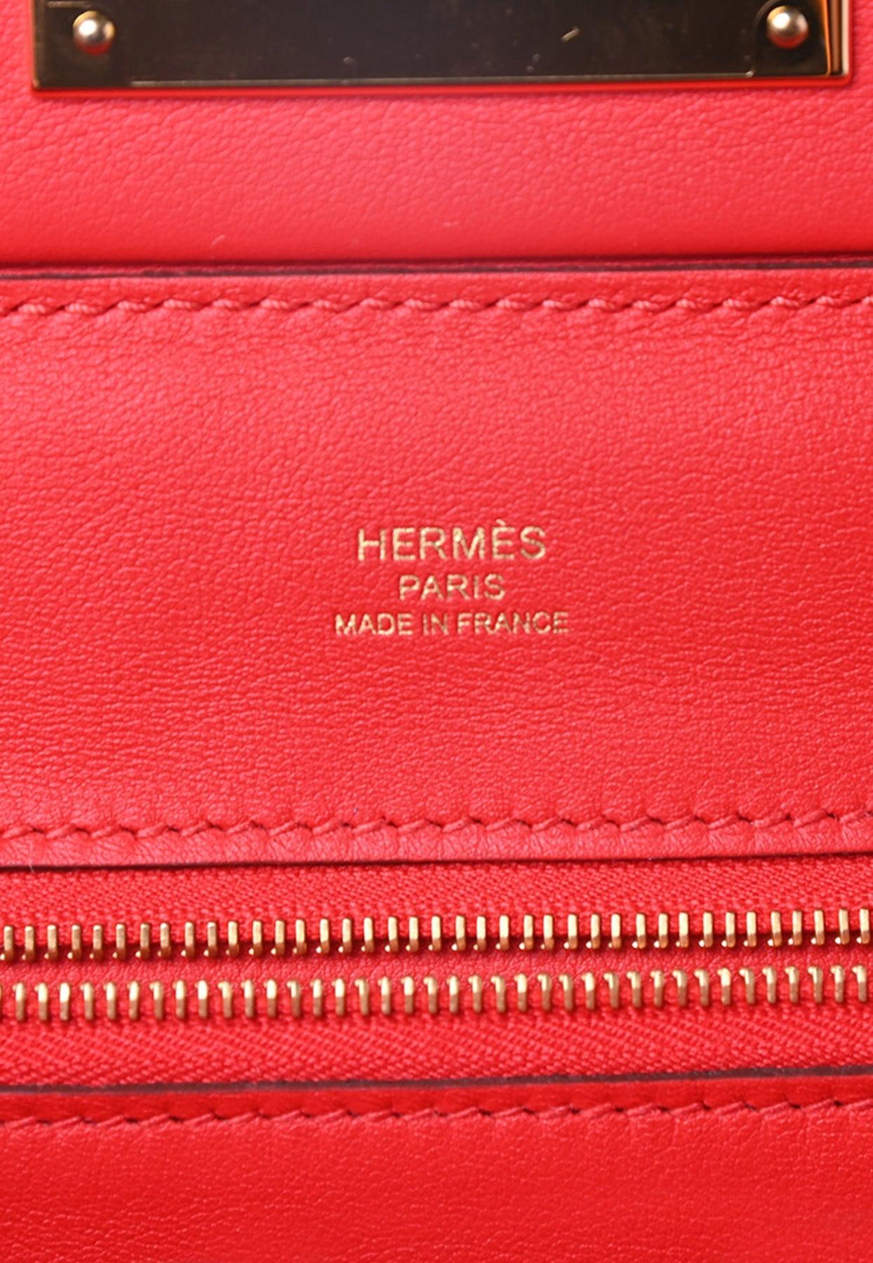 Hermès 24/24 21 In Rouge De Coeur Evercolor And Swift With Gold Hardware in  Red