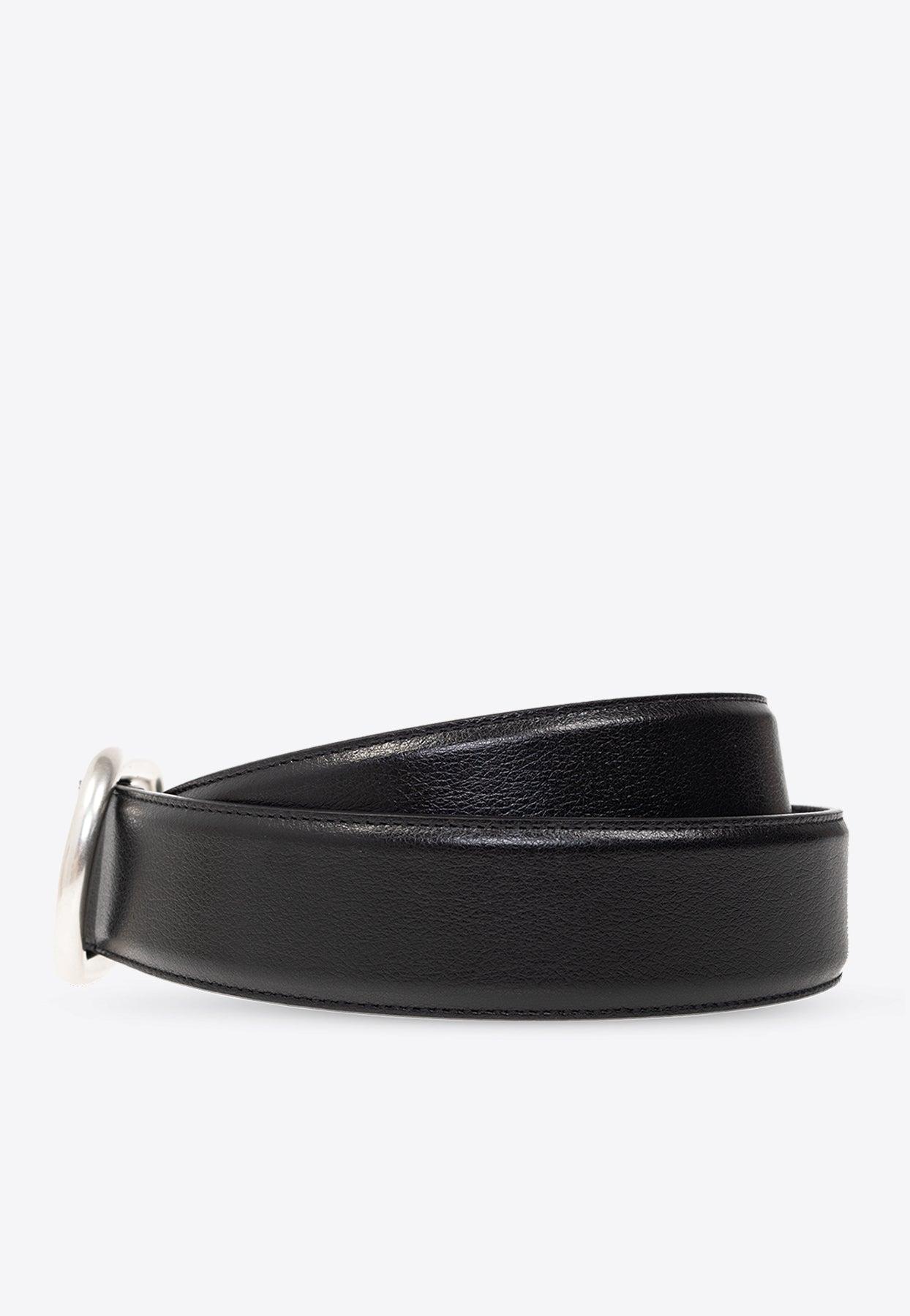 Saint Laurent Black Leather Belt Oval Buckle Wns‎ Southwest Western Cowgirl SAINT LAURENT Glossed-leather belt | NET-A-PORTER main image 4