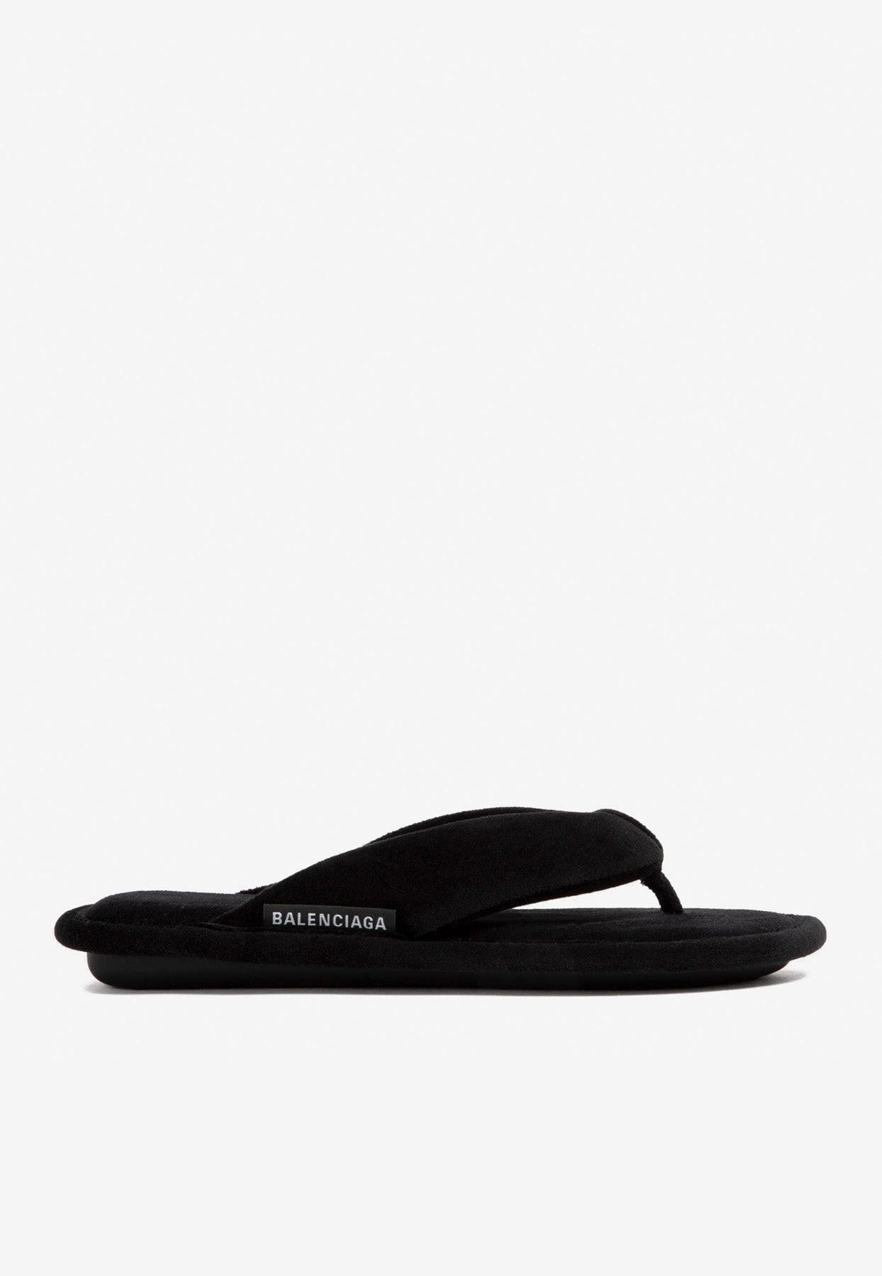 Balenciaga Soft Velvet Sandals in Black | Lyst