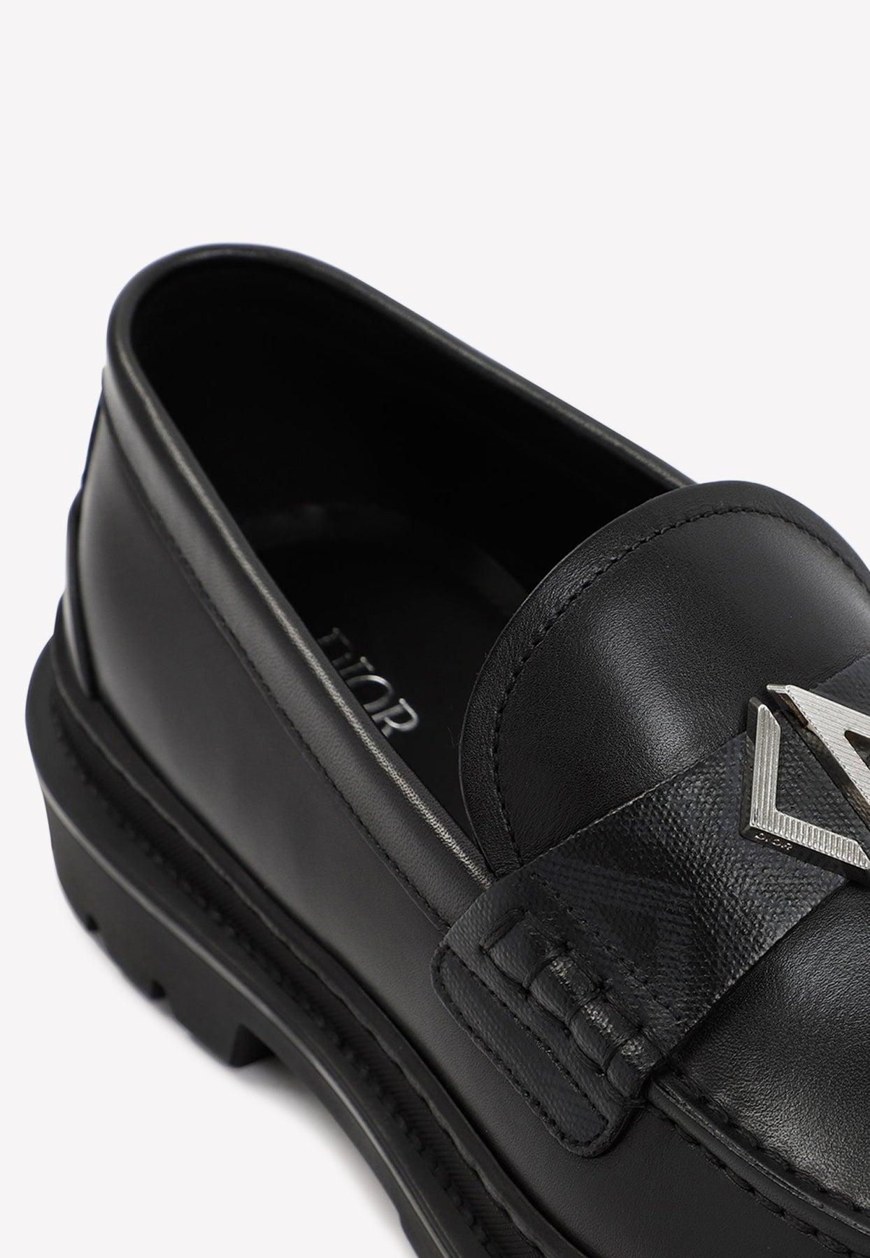 Dior Cd Logo Leather Loafers in Black for Men | Lyst